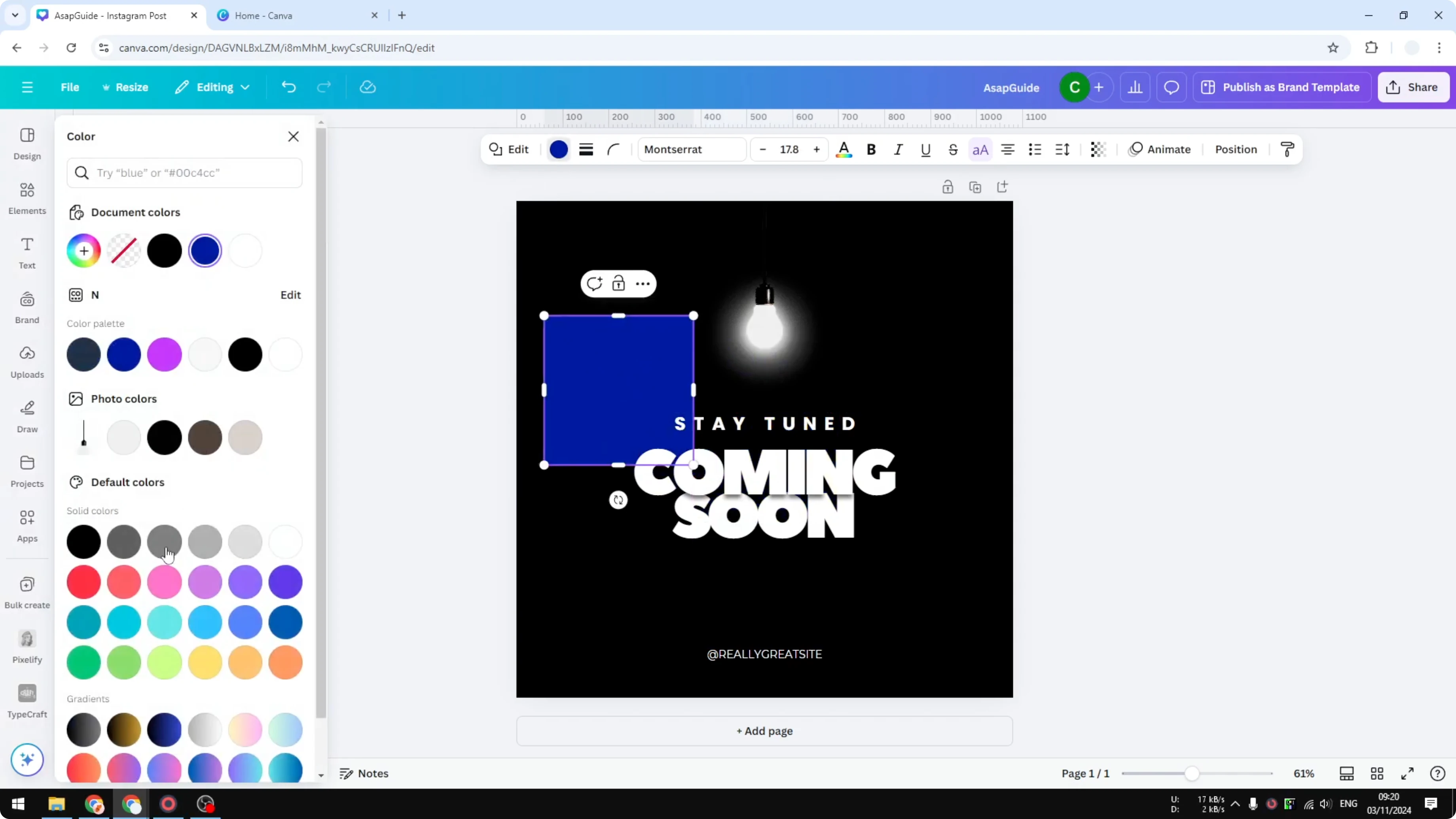 Screenshot from How to Change Background Color on Canva at 93s