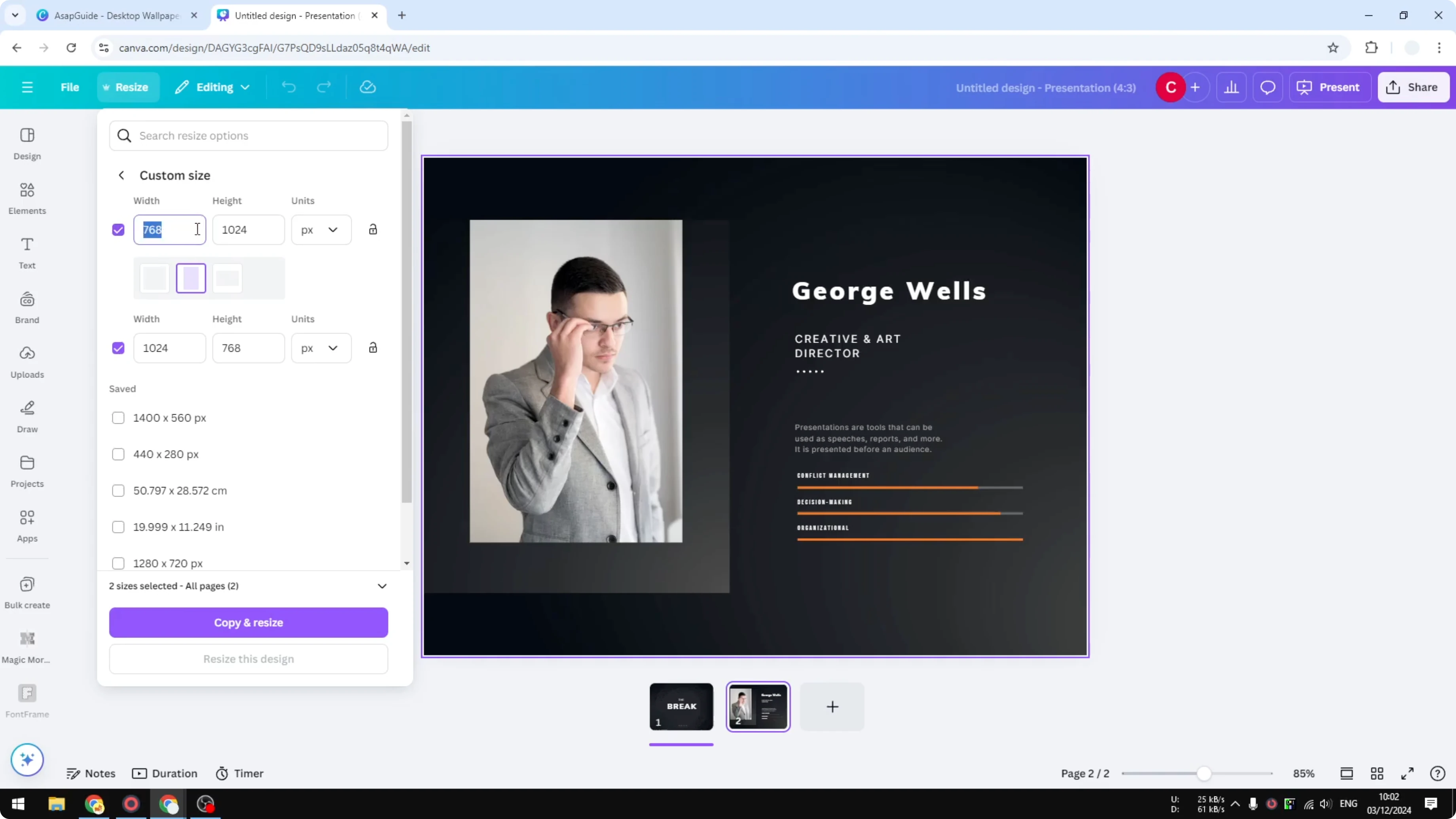Screenshot from How to Change Canva Slide Aspect Ratio at 116s