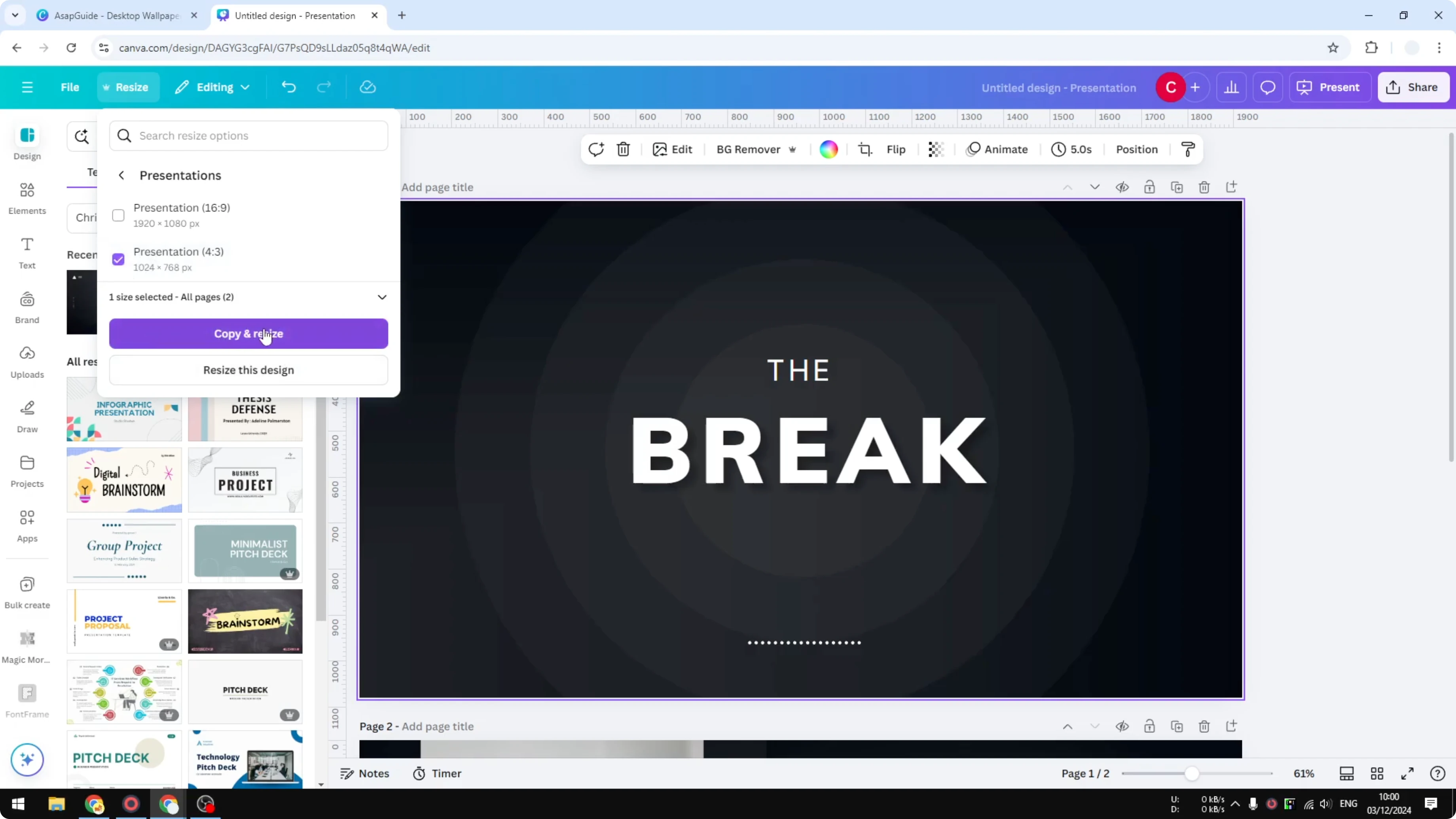 Screenshot from How to Change Canva Slide Aspect Ratio at 40s