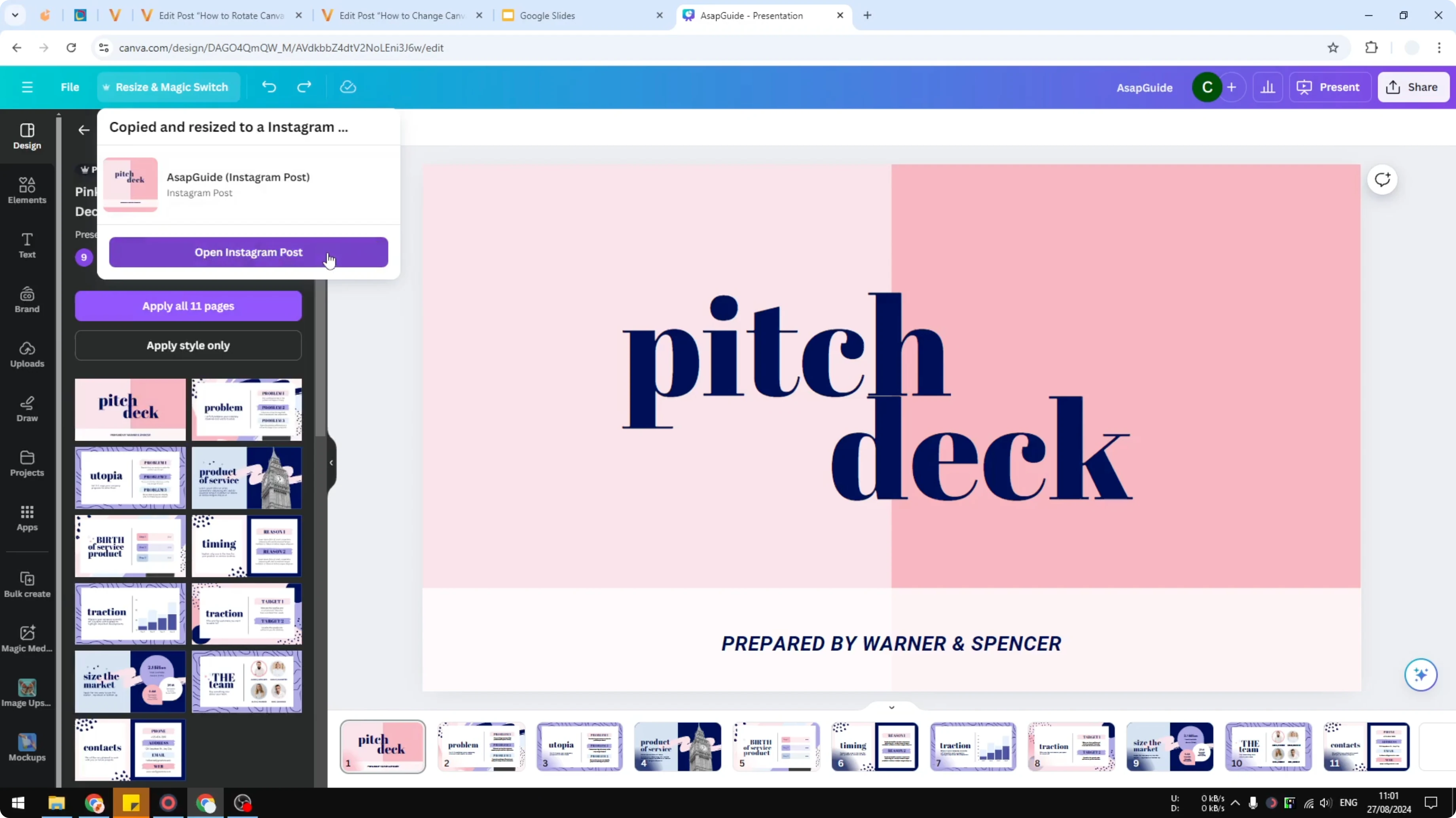 Screenshot from How to Change Canva Slide Size at 120s