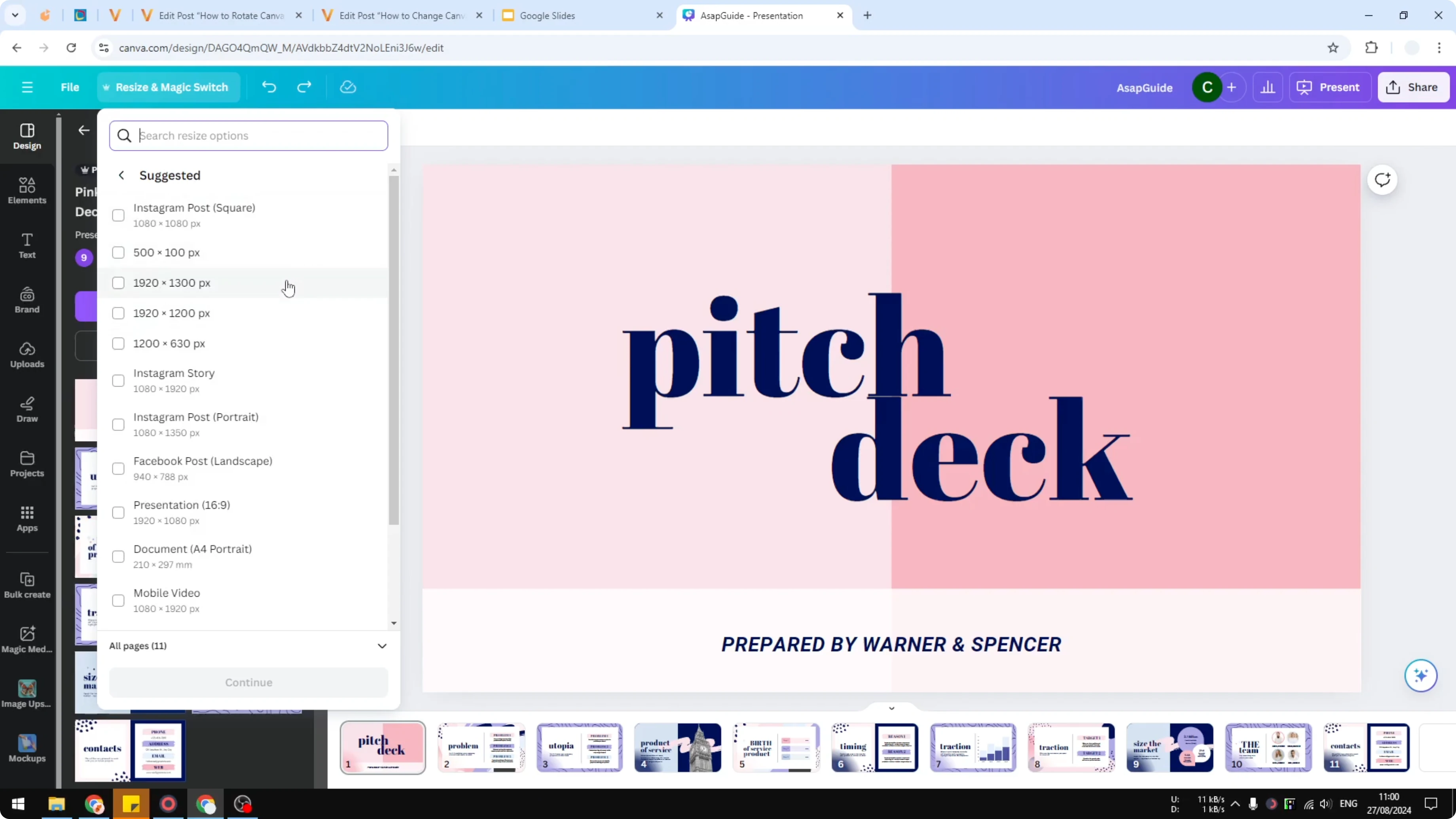 Screenshot from How to Change Canva Slide Size at 47s