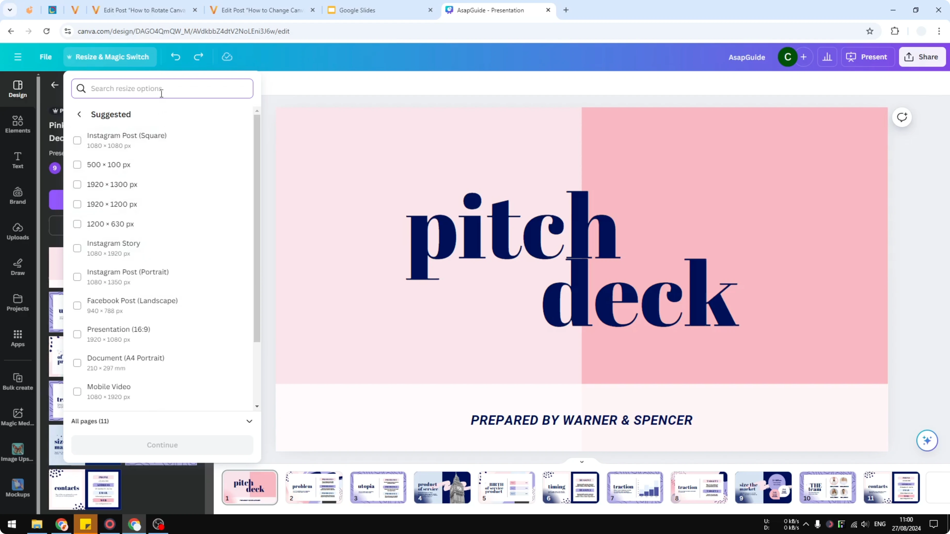 Screenshot from How to Change Canva Slide Size at 57s