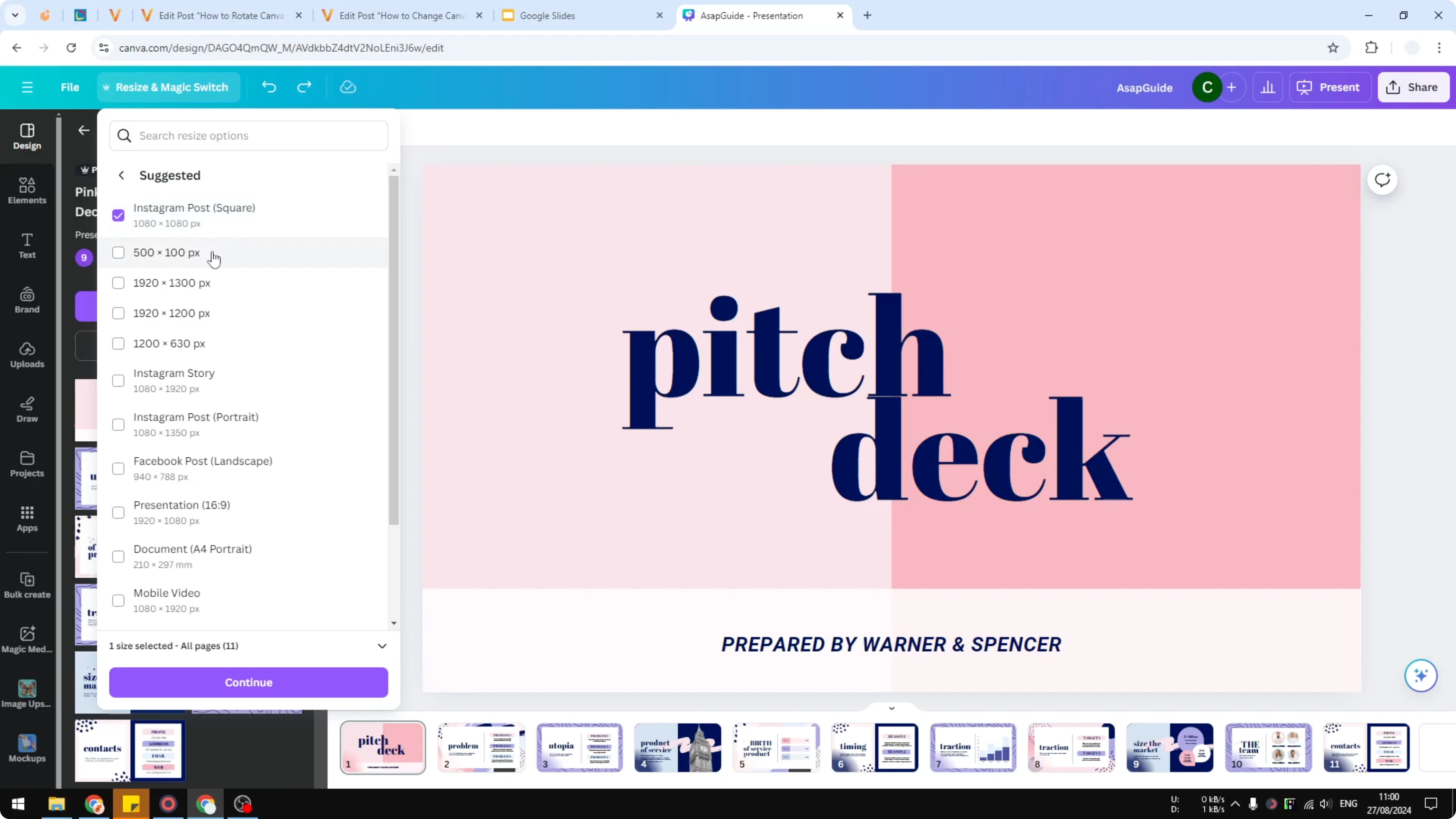 Screenshot from How to Change Canva Slide Size at 67s