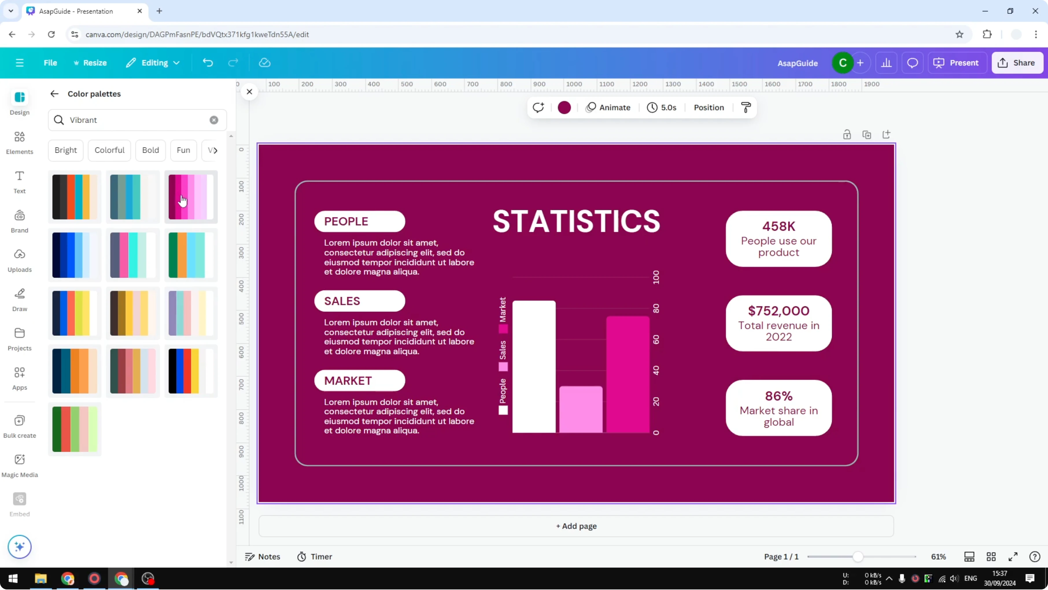 Screenshot from How to Change Color Palette of a Design in Canva at 104s