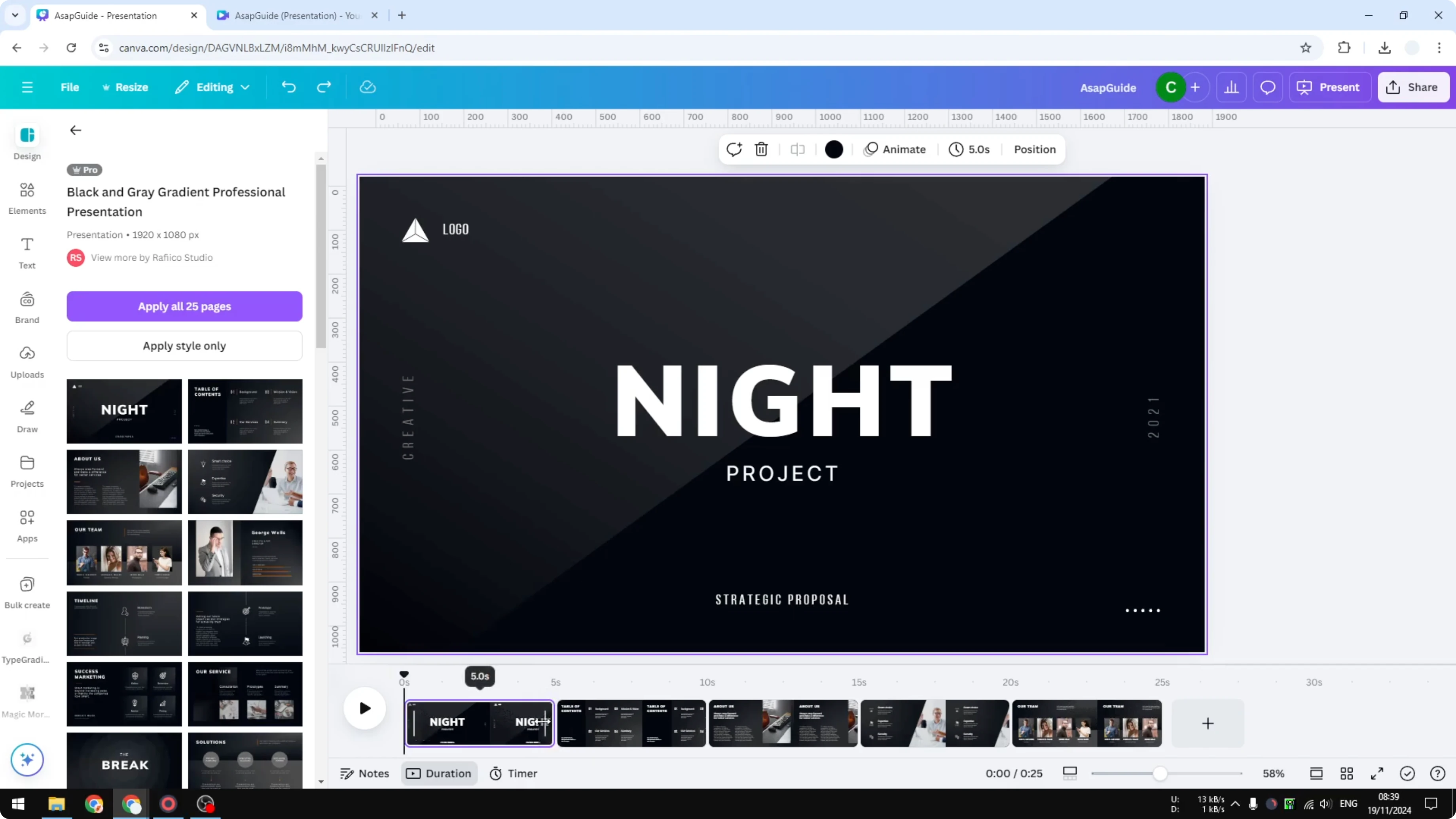 Screenshot from How to Change the Duration of Slides in Canva Video Projects at 68s