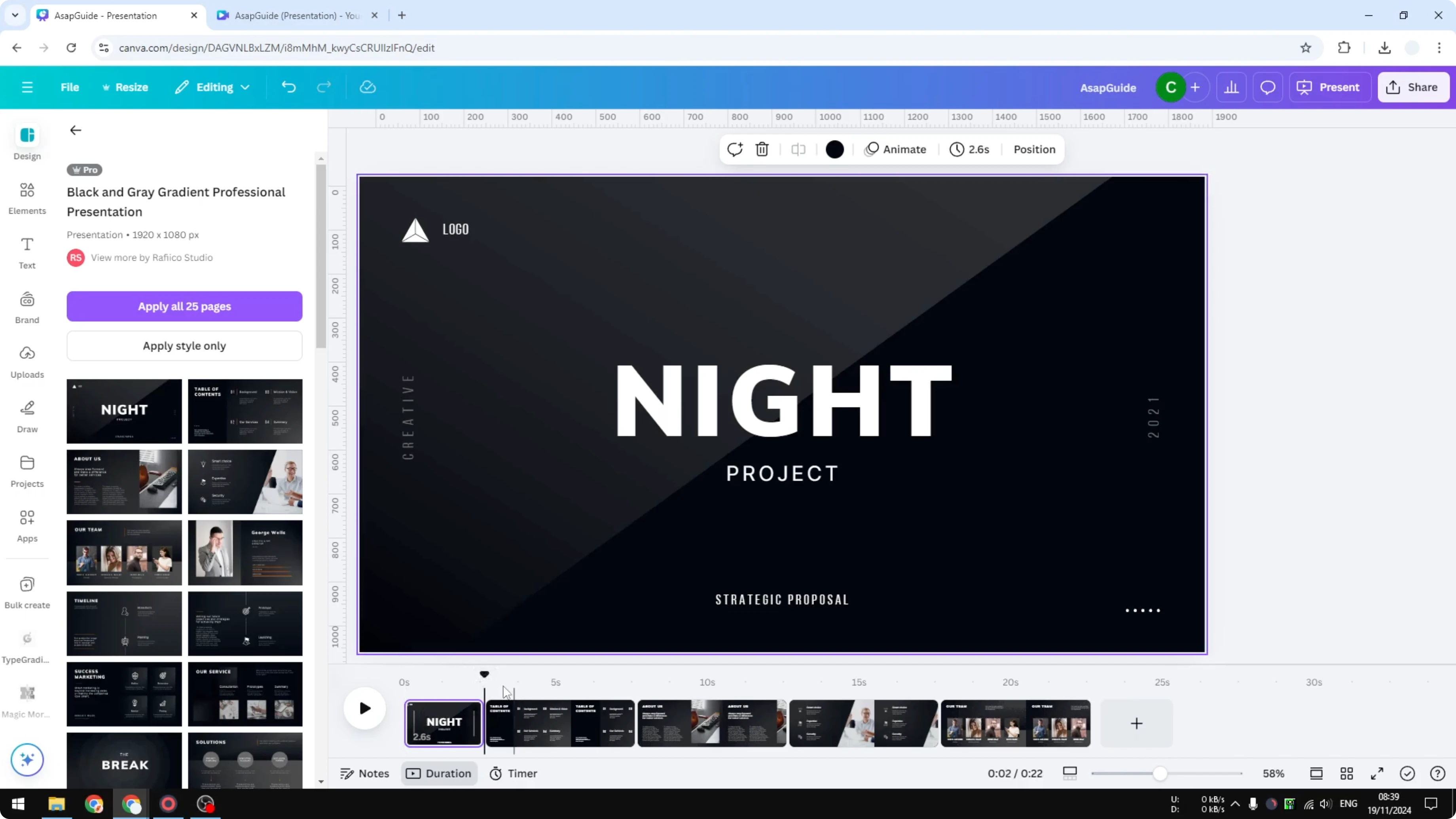 Screenshot from How to Change the Duration of Slides in Canva Video Projects at 72s