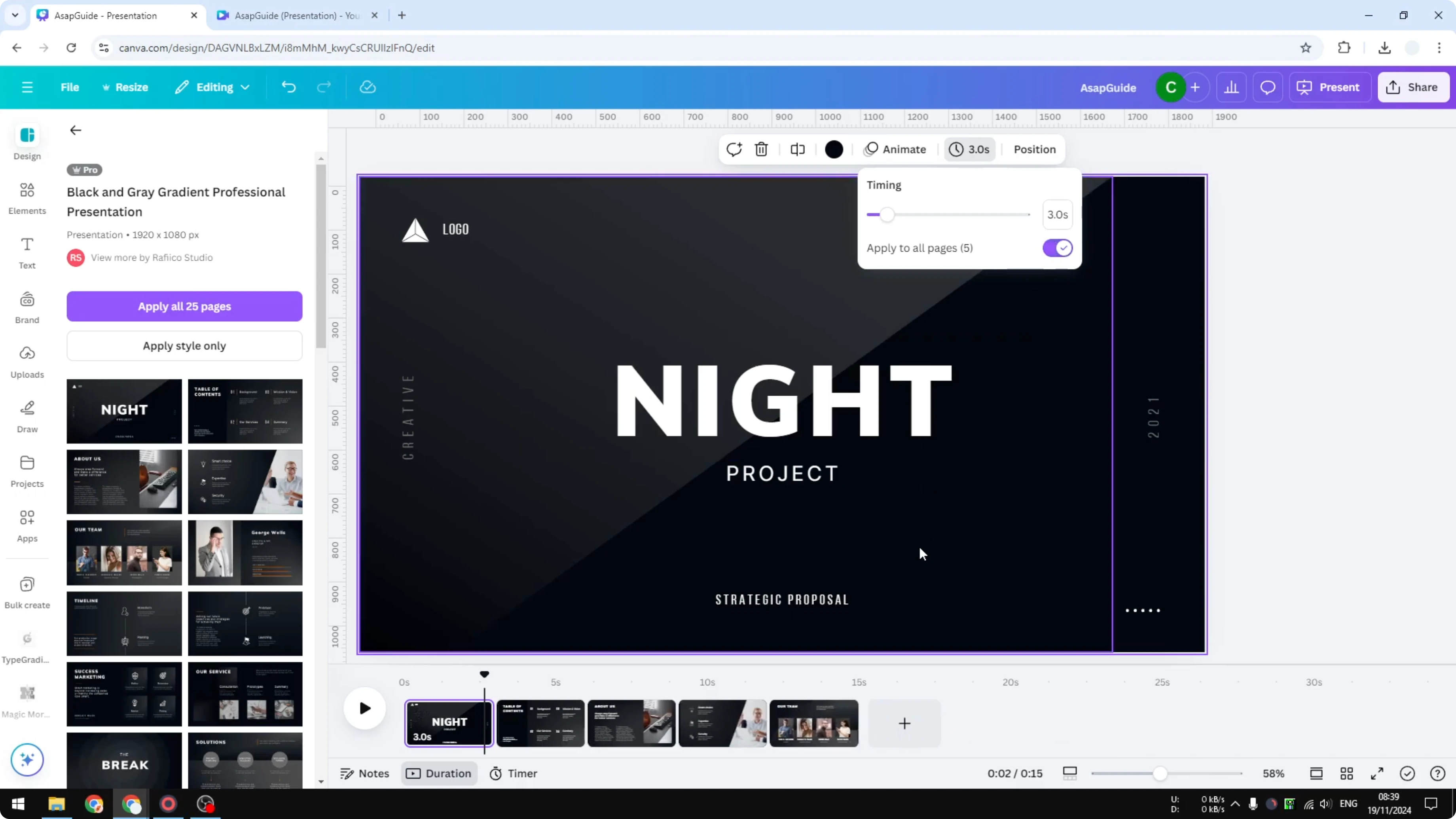 Screenshot from How to Change the Duration of Slides in Canva Video Projects at 98s
