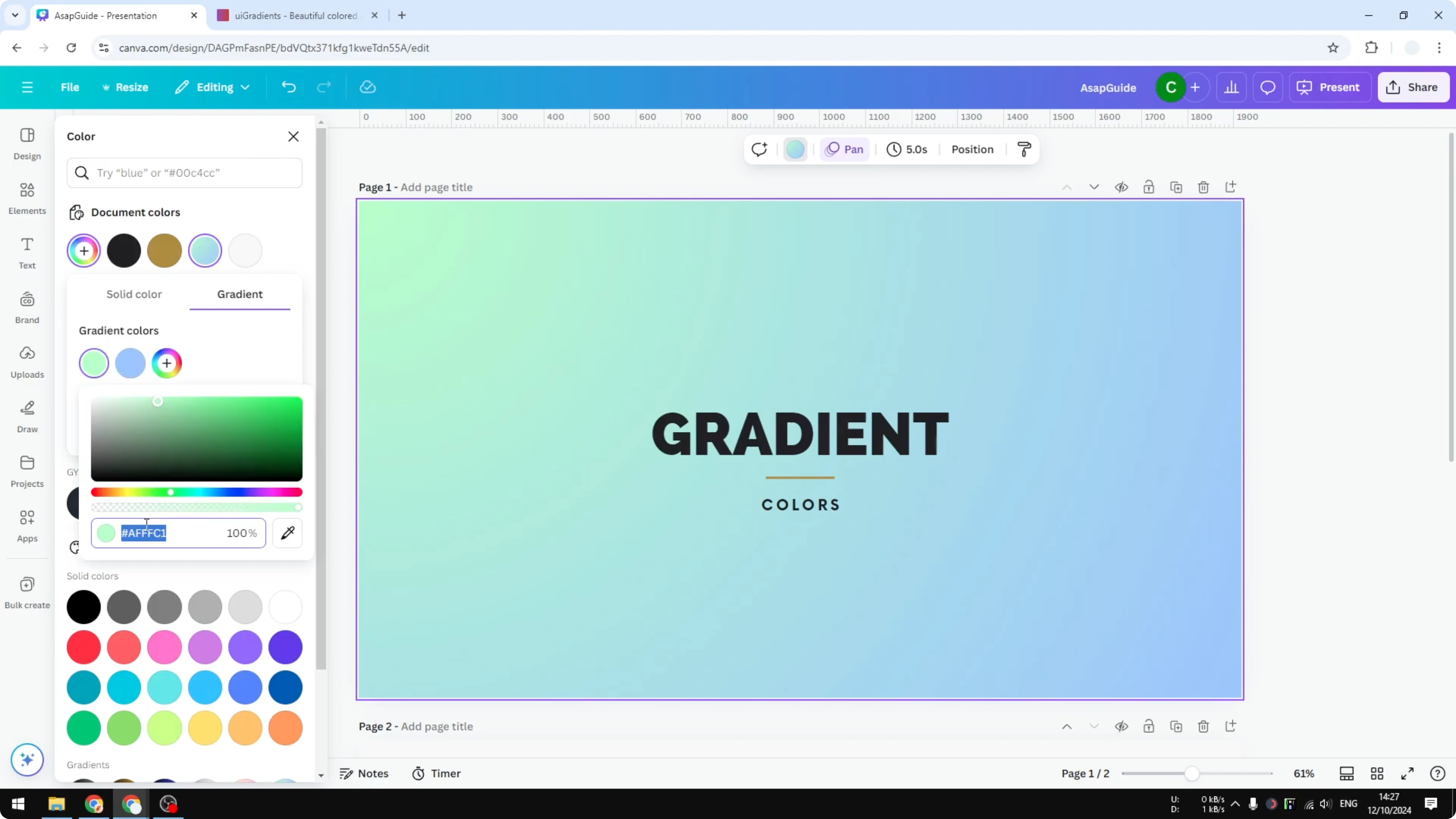 Screenshot from How to Change Gradient Colors in Canva at 126s