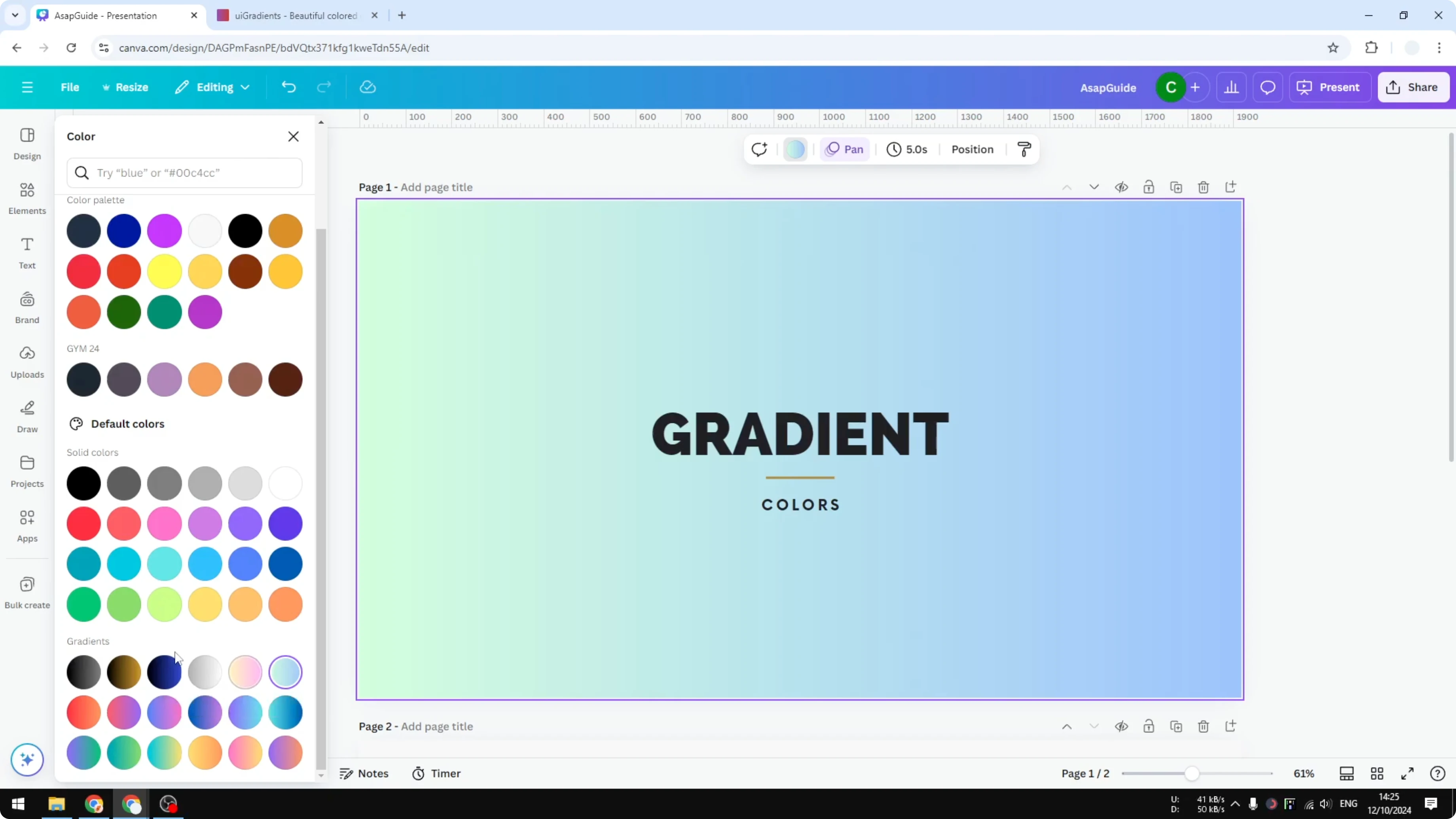 Screenshot from How to Change Gradient Colors in Canva at 18s