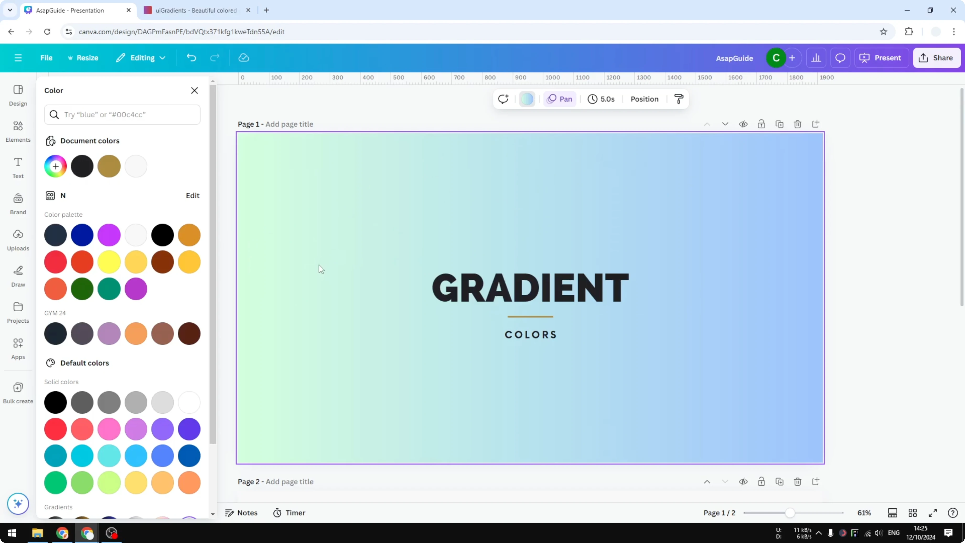 Screenshot from How to Change Gradient Colors in Canva at 6s