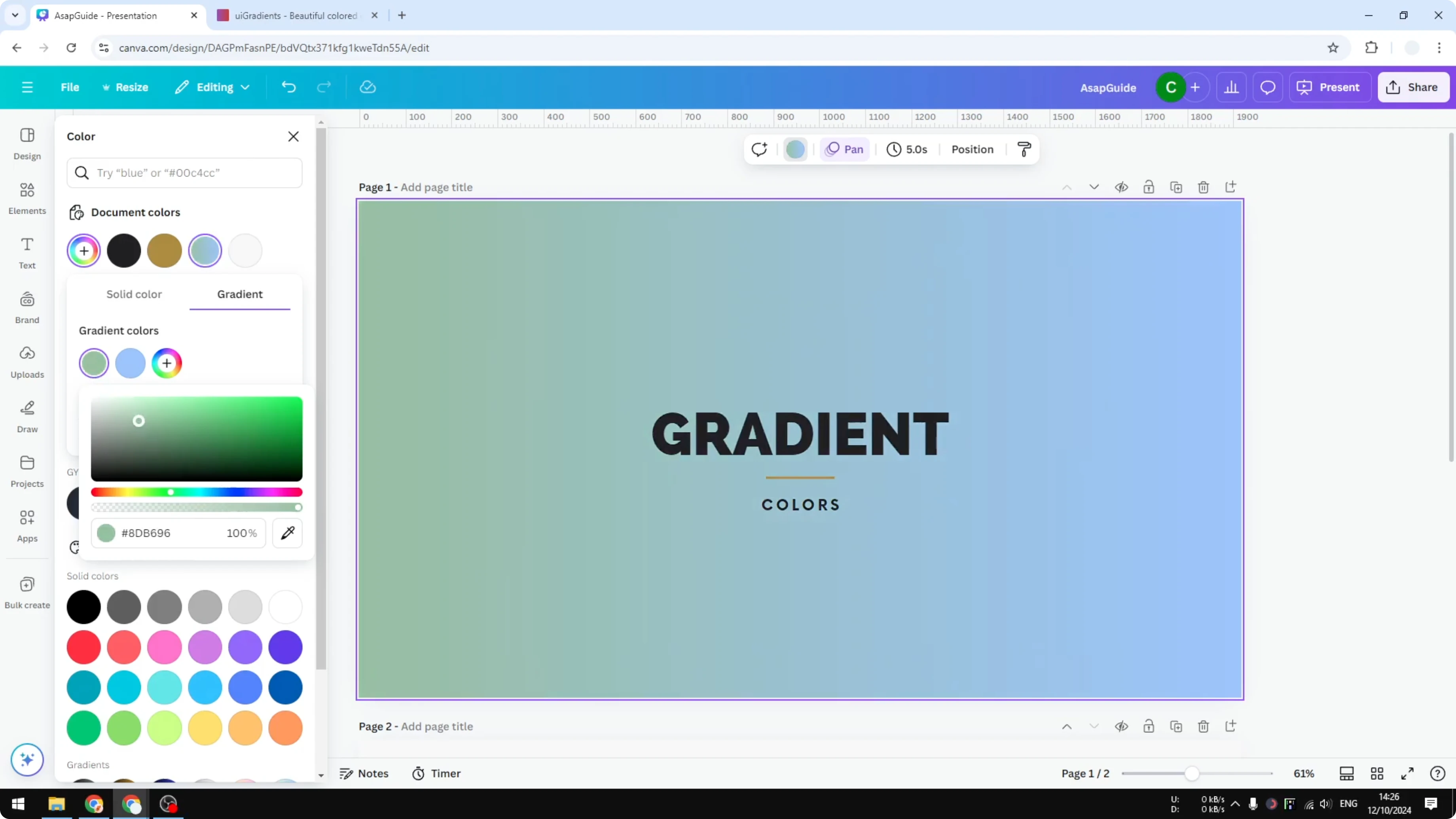Screenshot from How to Change Gradient Colors in Canva at 64s