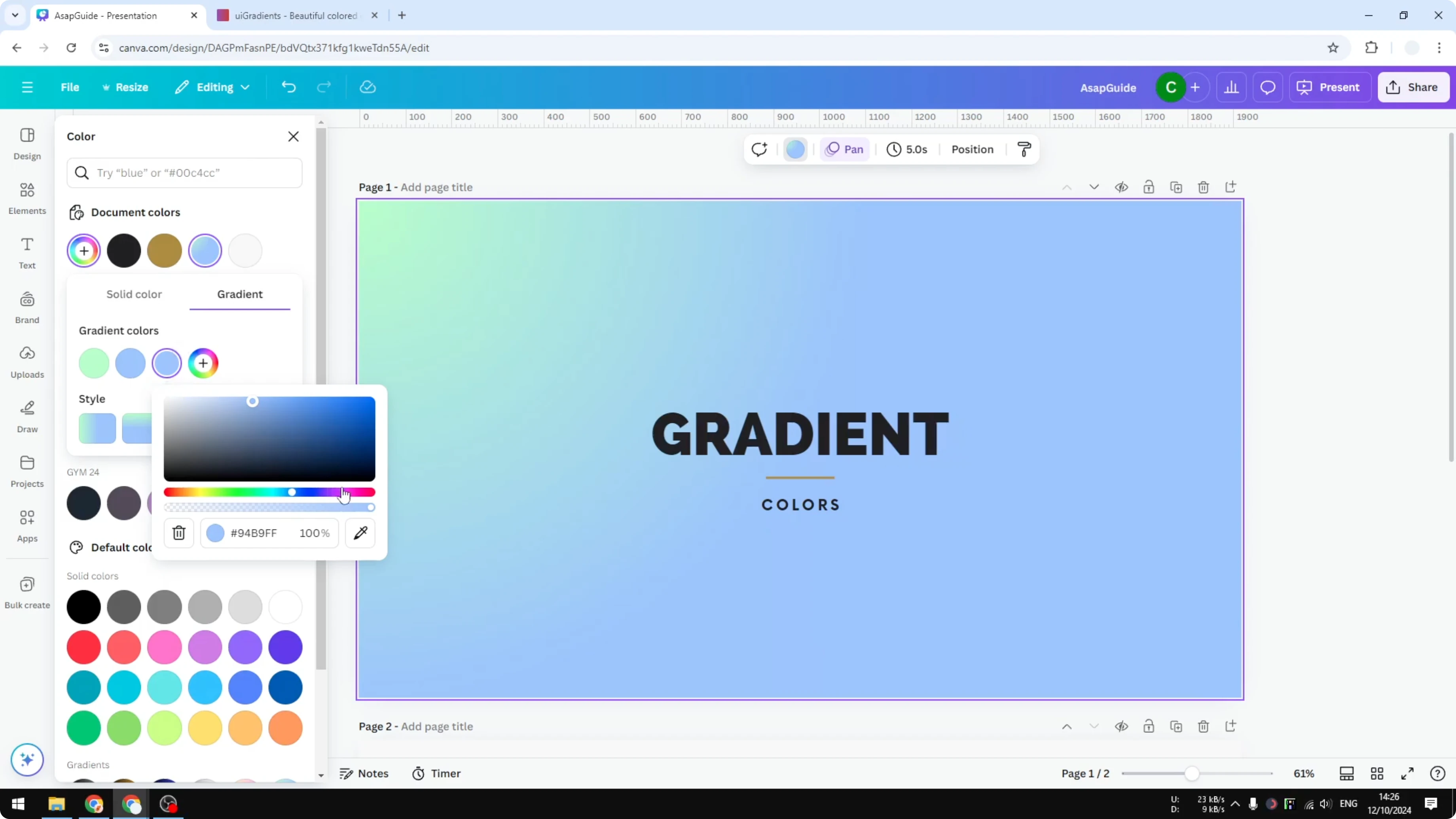 Screenshot from How to Change Gradient Colors in Canva at 79s