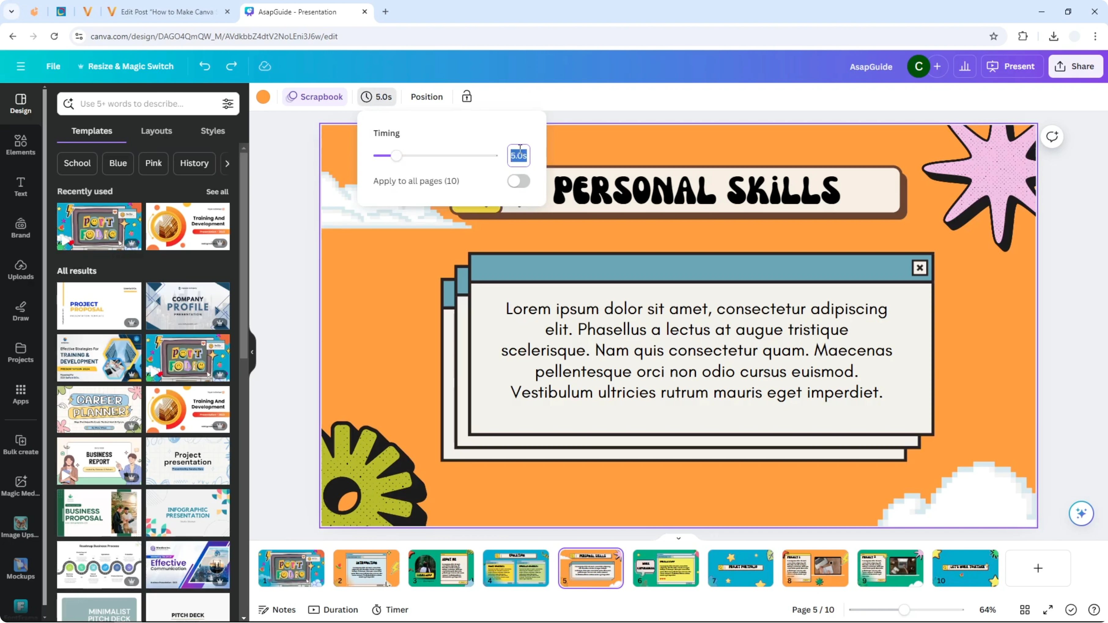 Screenshot from How to Change Slide Duration on Canva at 65s