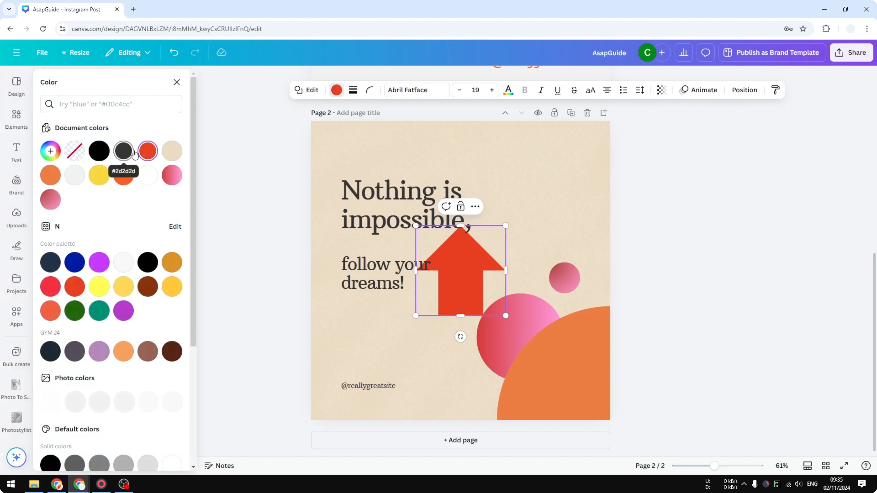 Screenshot from How to Change Solid Color to Gradient in Canva at 138s