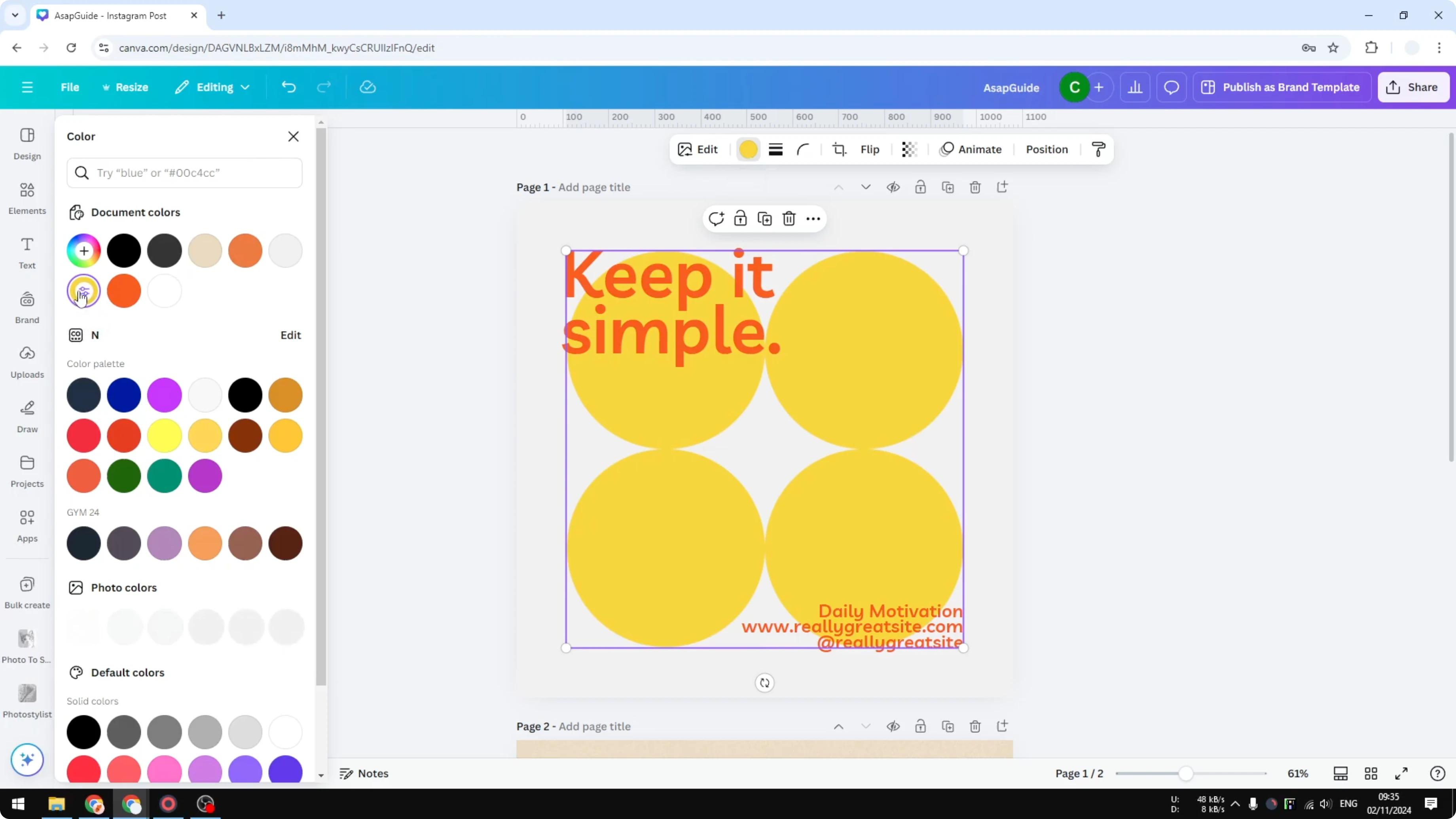Screenshot from How to Change Solid Color to Gradient in Canva at 163s