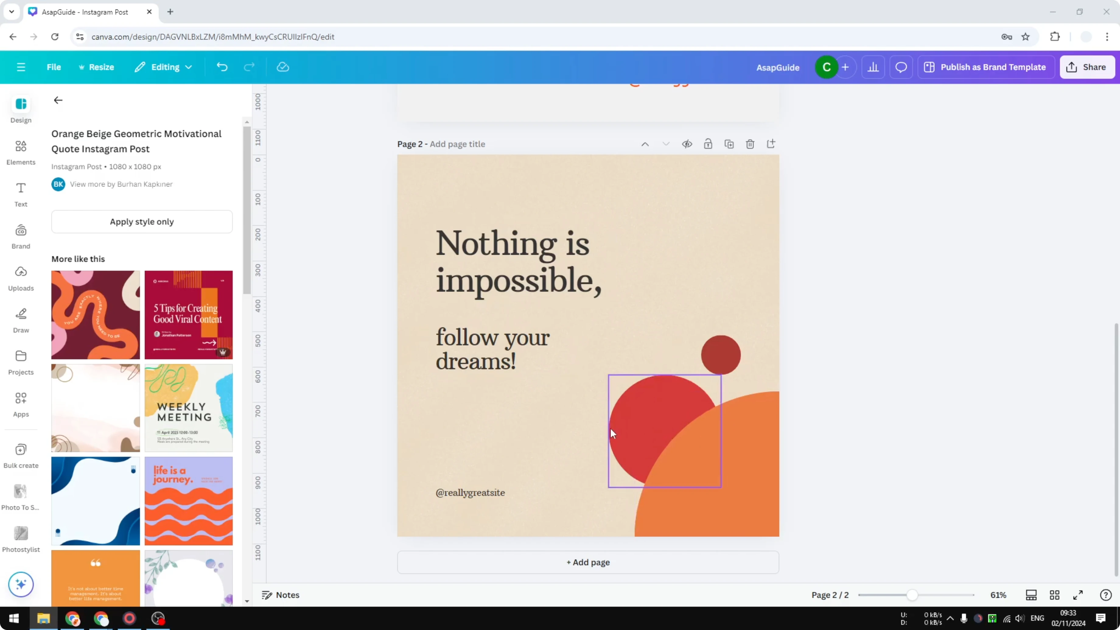 Screenshot from How to Change Solid Color to Gradient in Canva at 34s