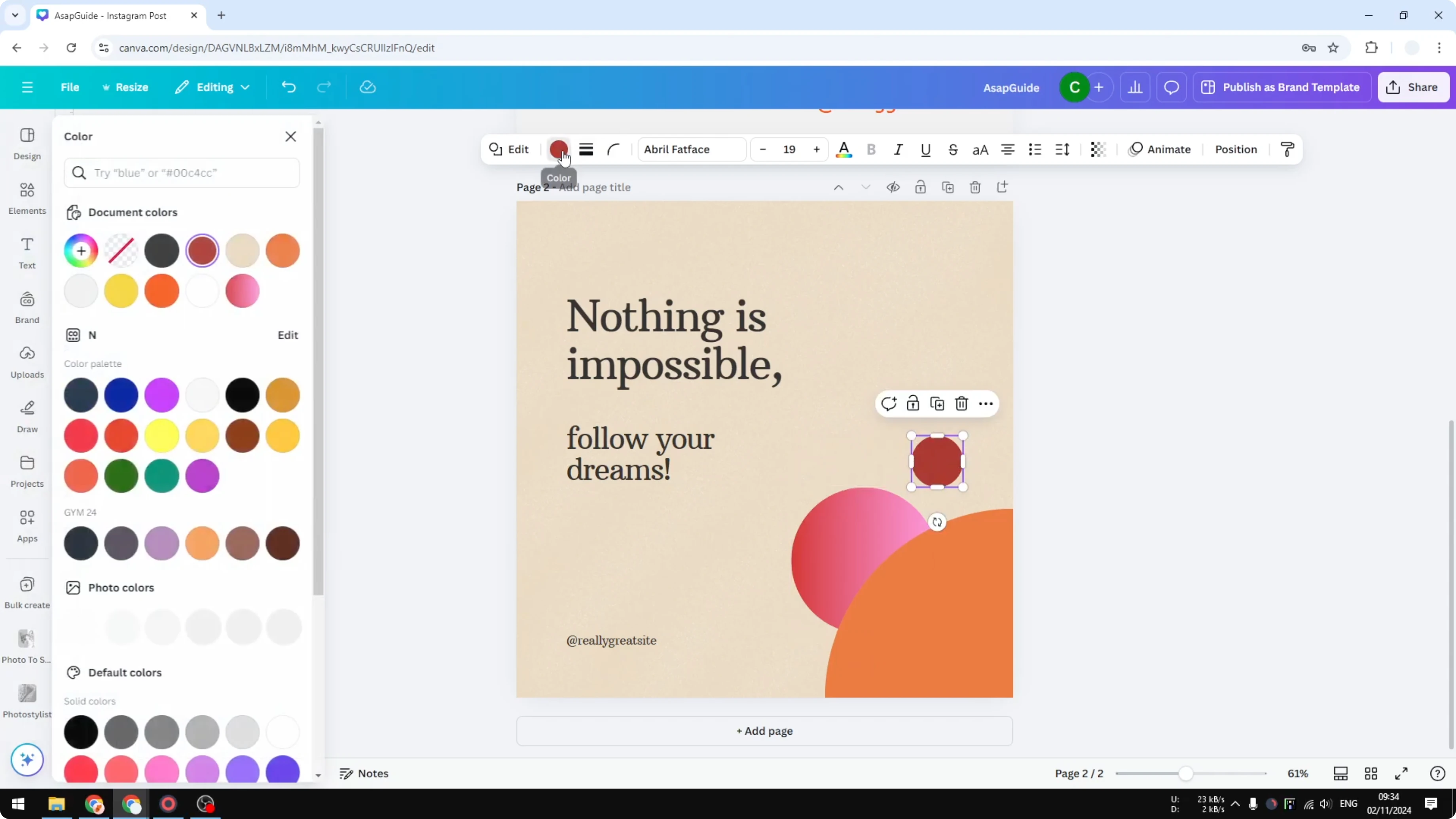 Screenshot from How to Change Solid Color to Gradient in Canva at 85s