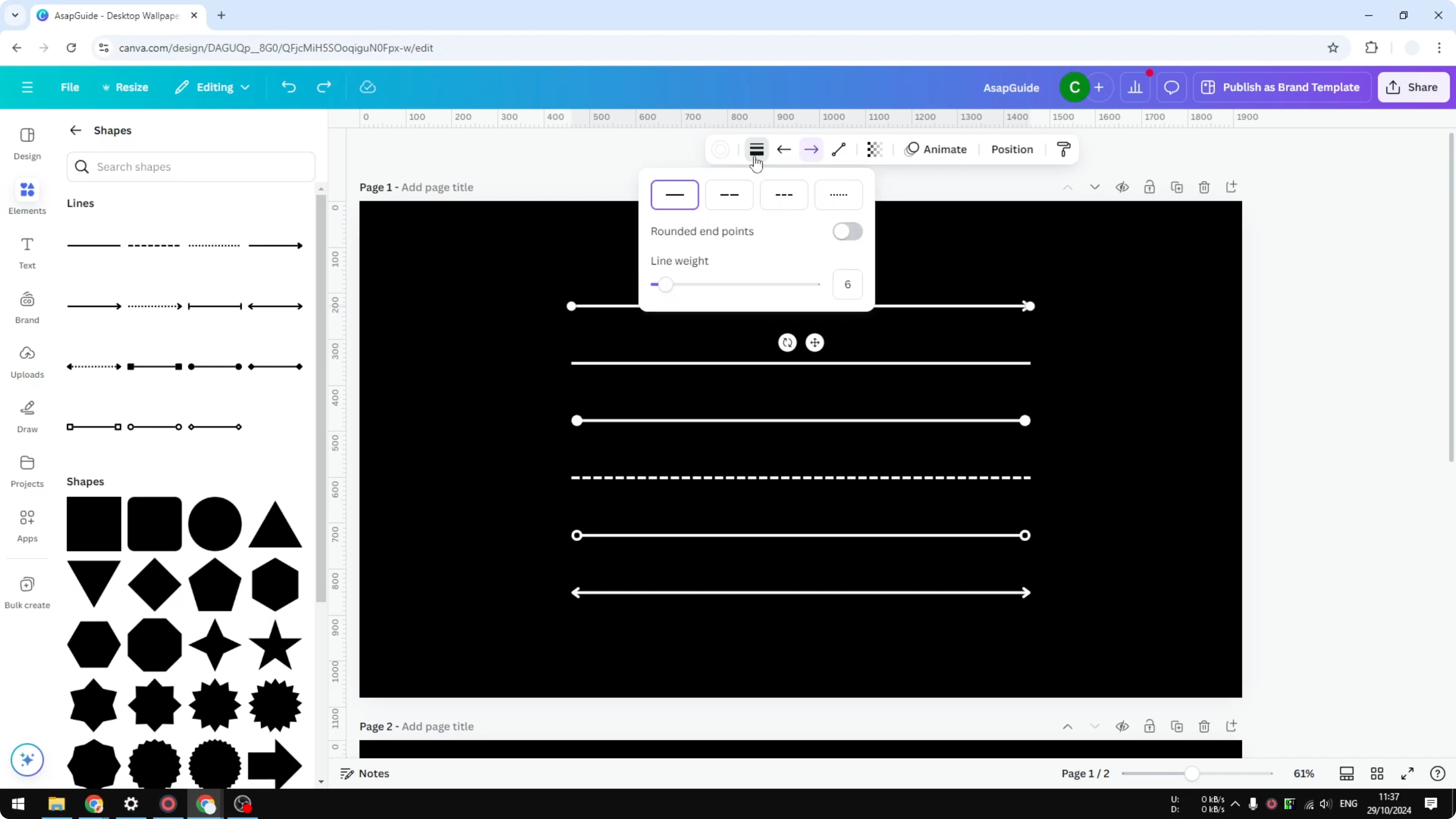 Screenshot from How to Change the Weight of a Line in Canva at 46s