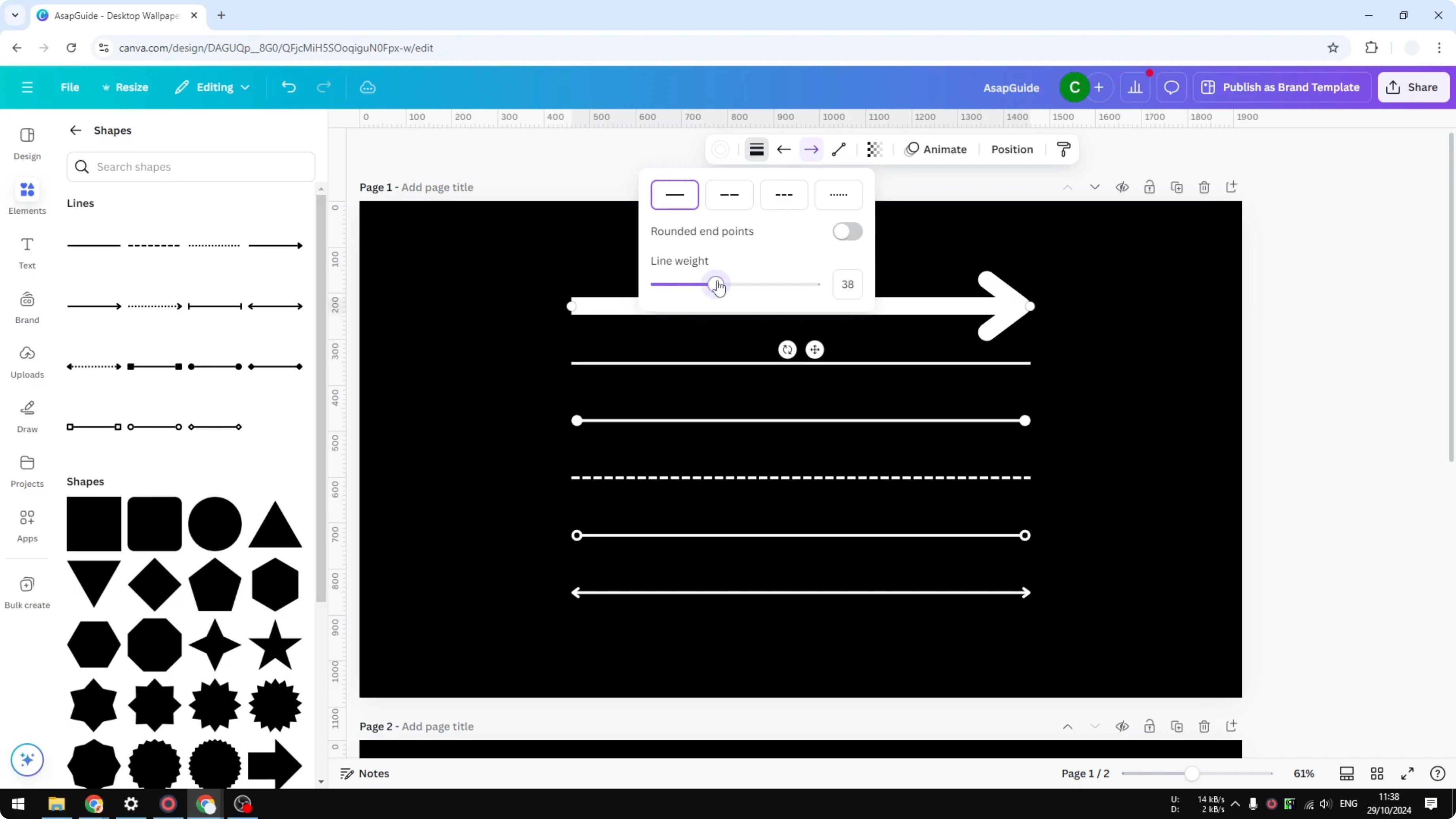 Screenshot from How to Change the Weight of a Line in Canva at 61s