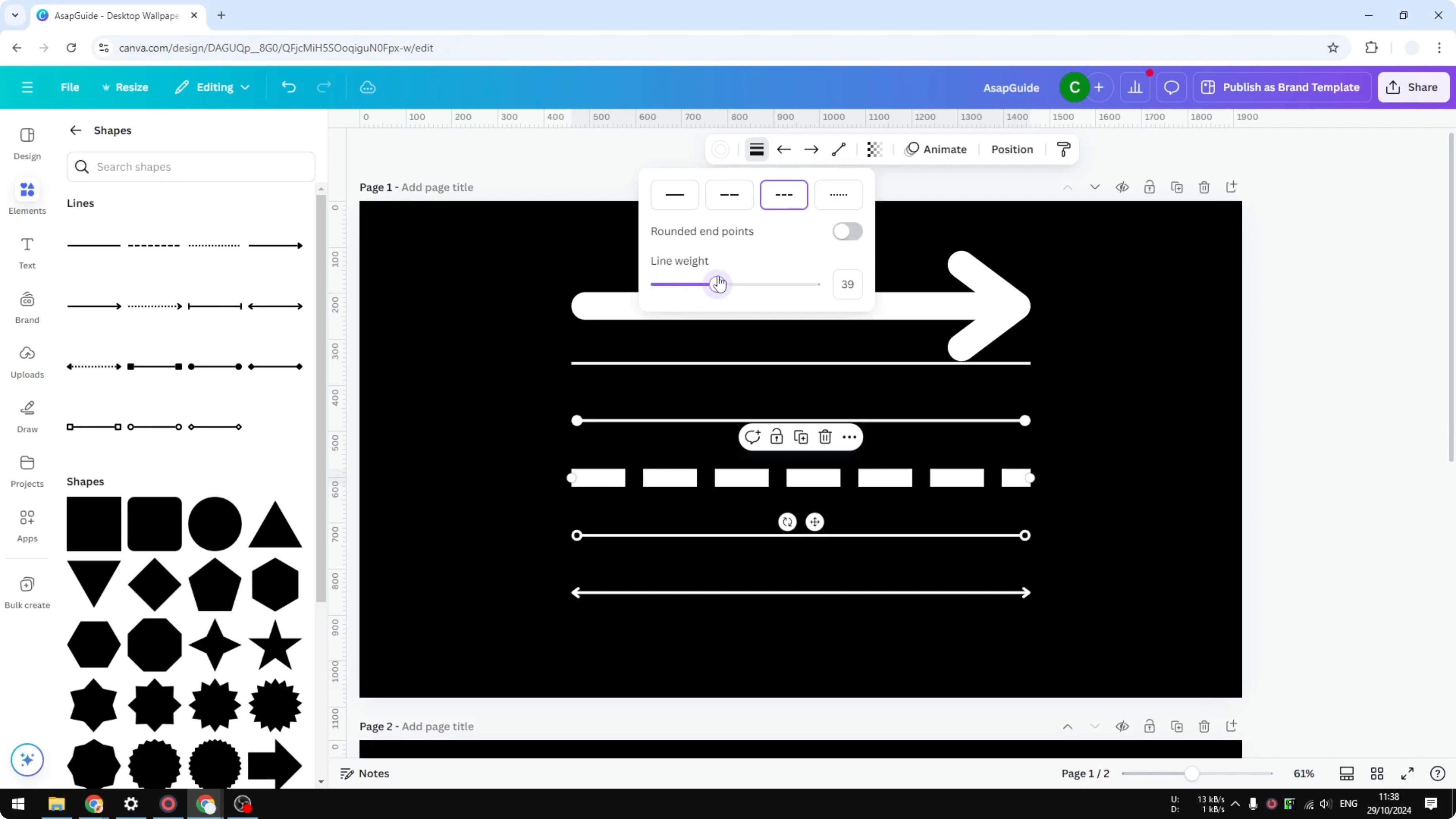 Screenshot from How to Change the Weight of a Line in Canva at 99s