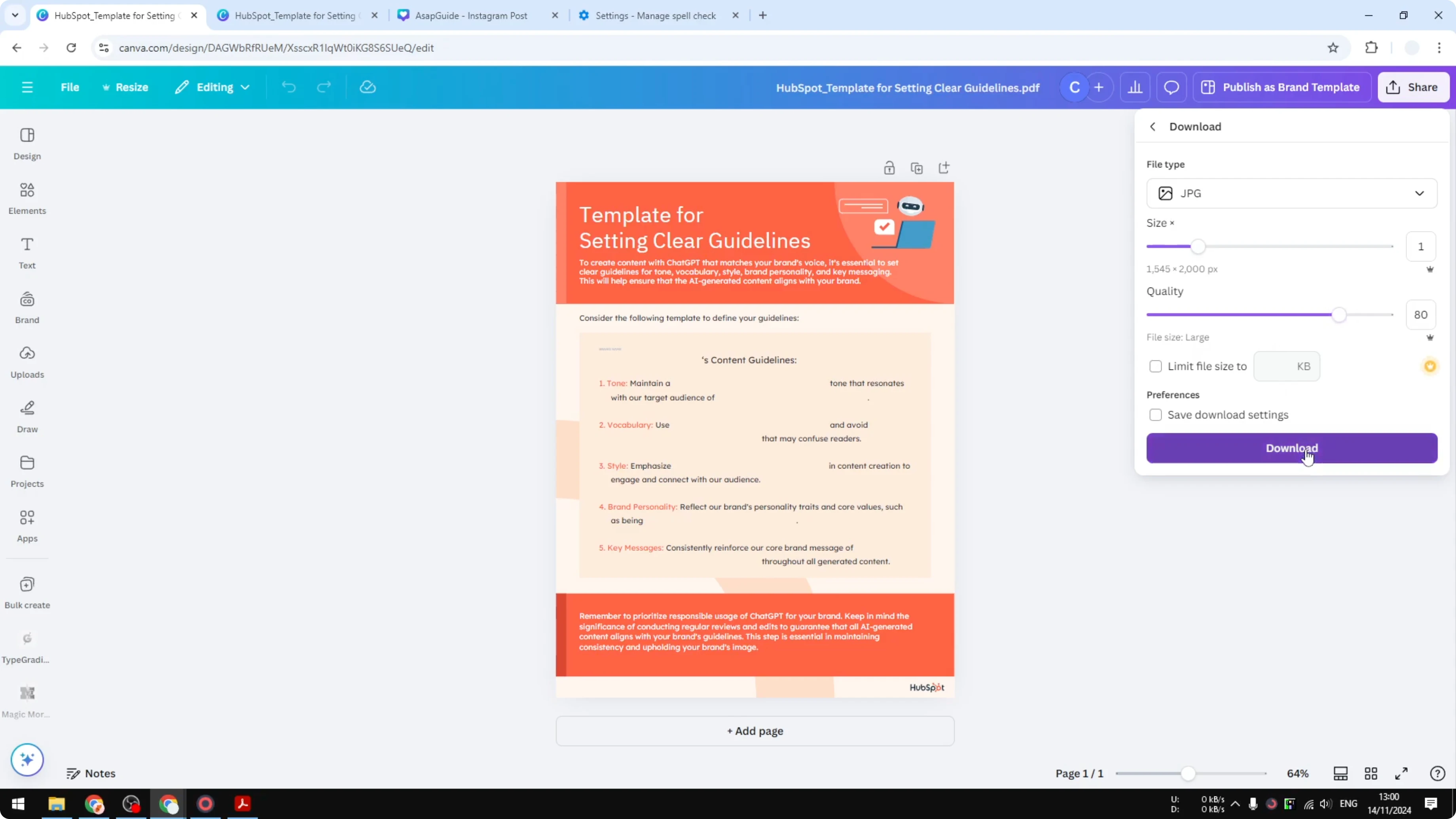 Screenshot from How to Convert PDF to JPEG in Canva at 135s