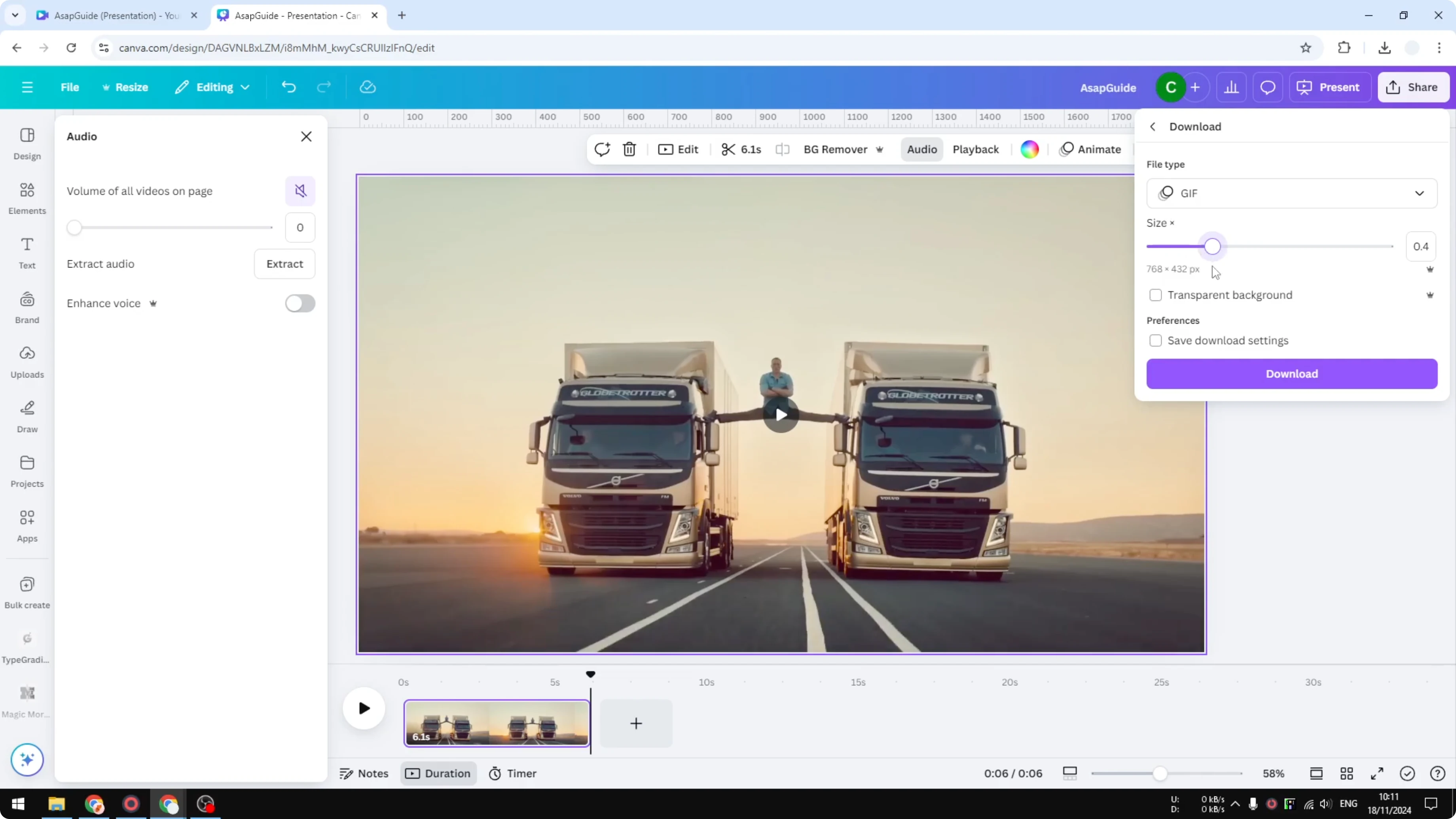 Screenshot from How to Convert Video to GIF Animation in Canva at 197s