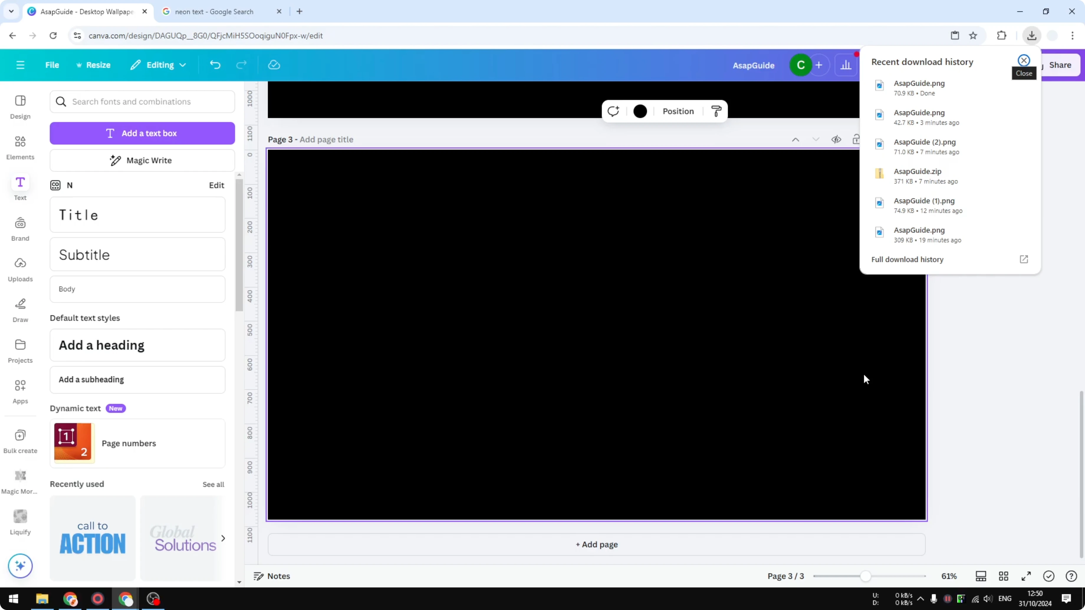 Screenshot from How to Create Cool Neon Effect to Text in Canva at 167s