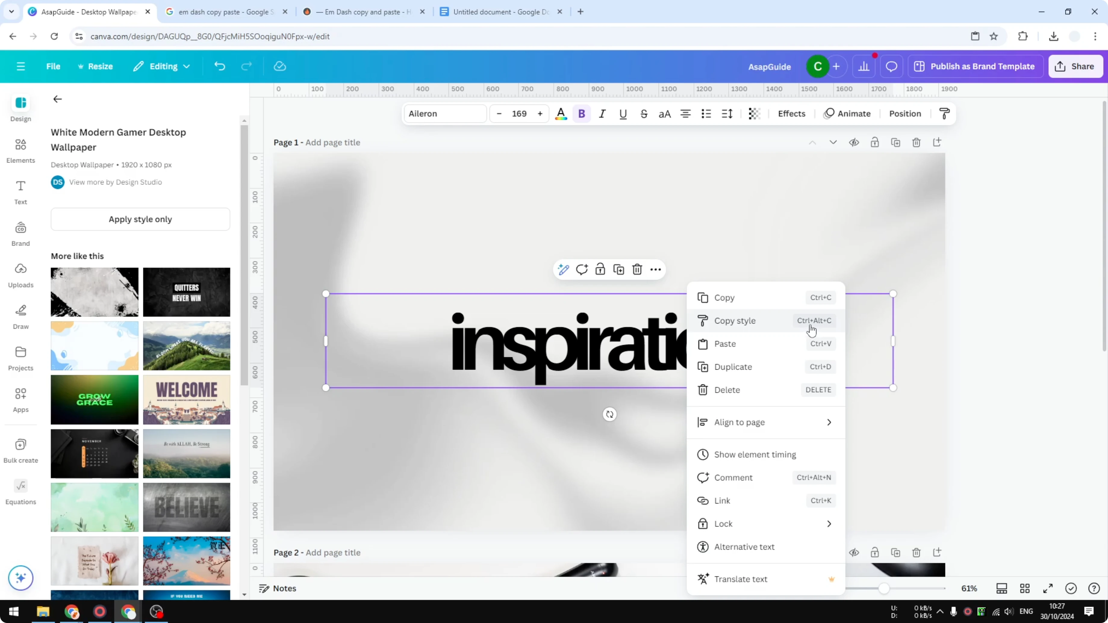 Screenshot from How to Copy Text Style in Canva at 49s