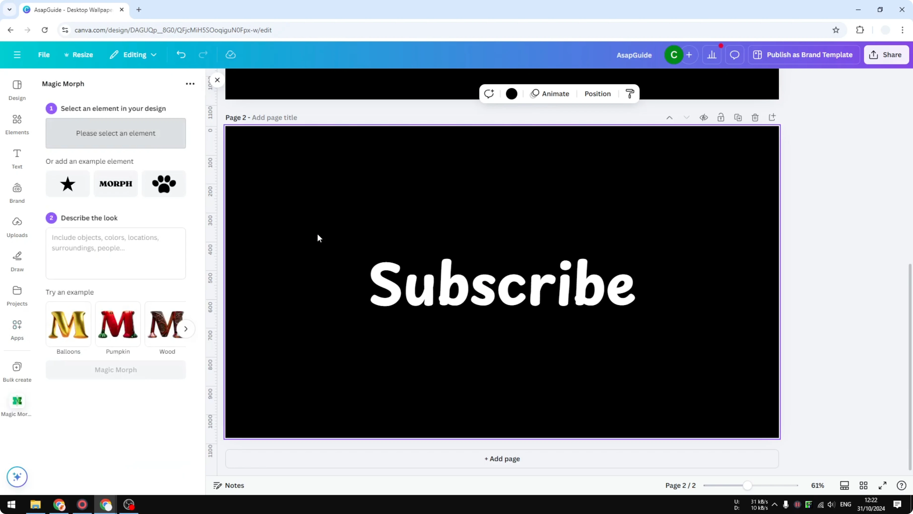 Screenshot from How to Create Balloon Text Effect in Canva at 114s