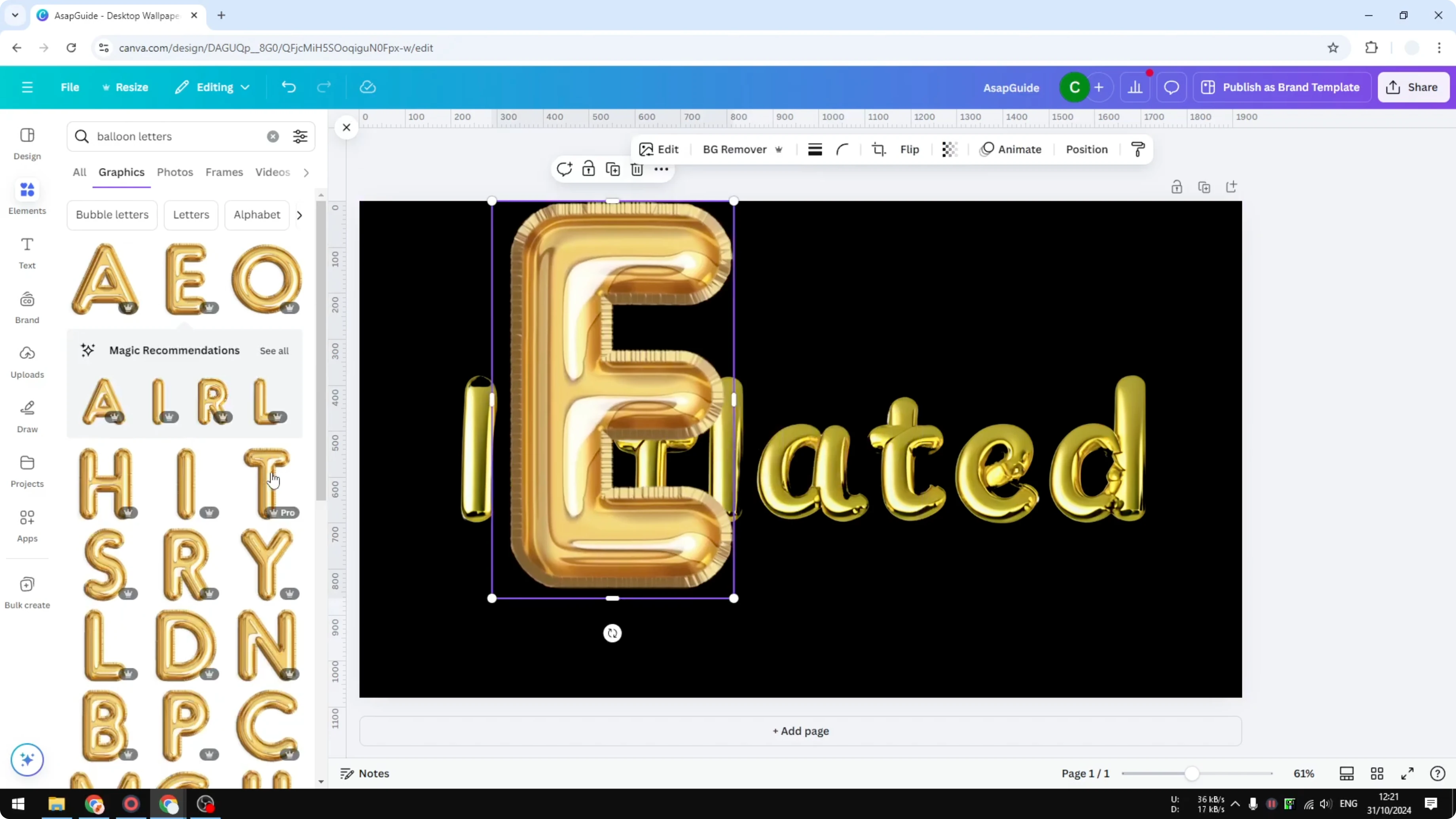 Screenshot from How to Create Balloon Text Effect in Canva at 57s