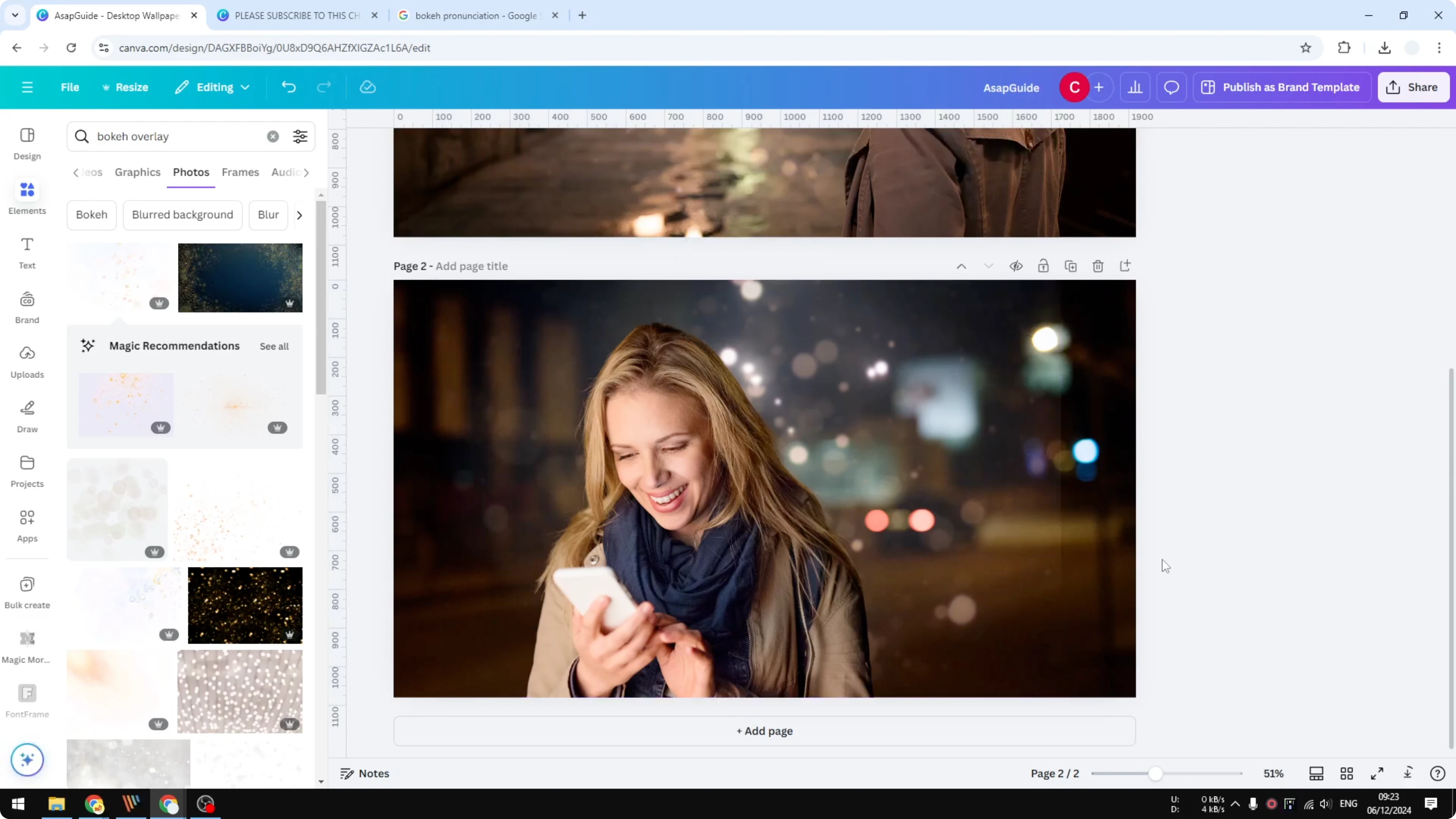 Screenshot from How to Create a Bokeh Effect in Canva at 132s