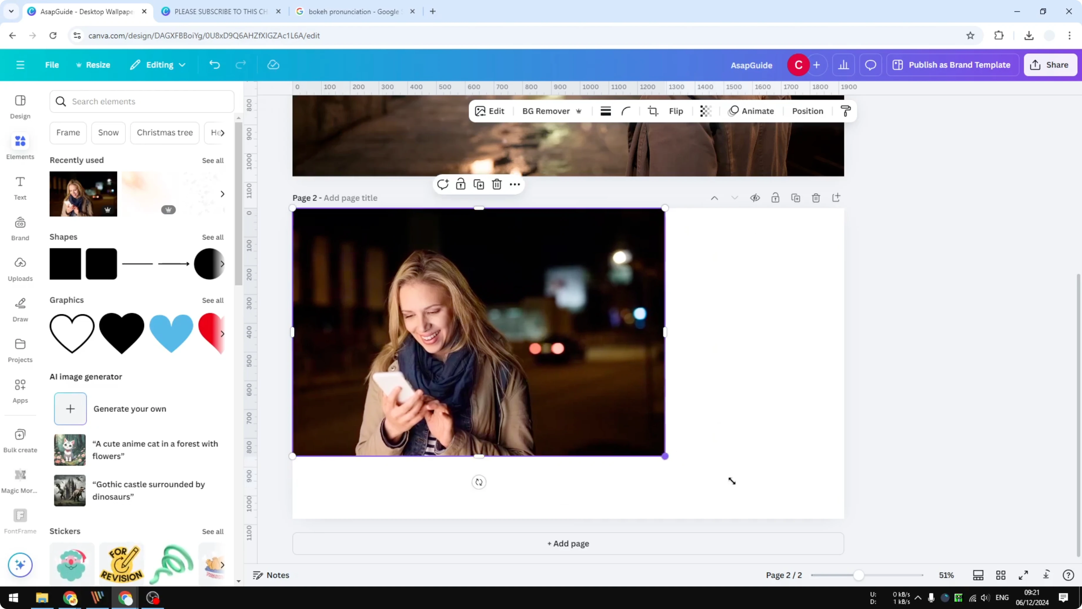 Screenshot from How to Create a Bokeh Effect in Canva at 32s