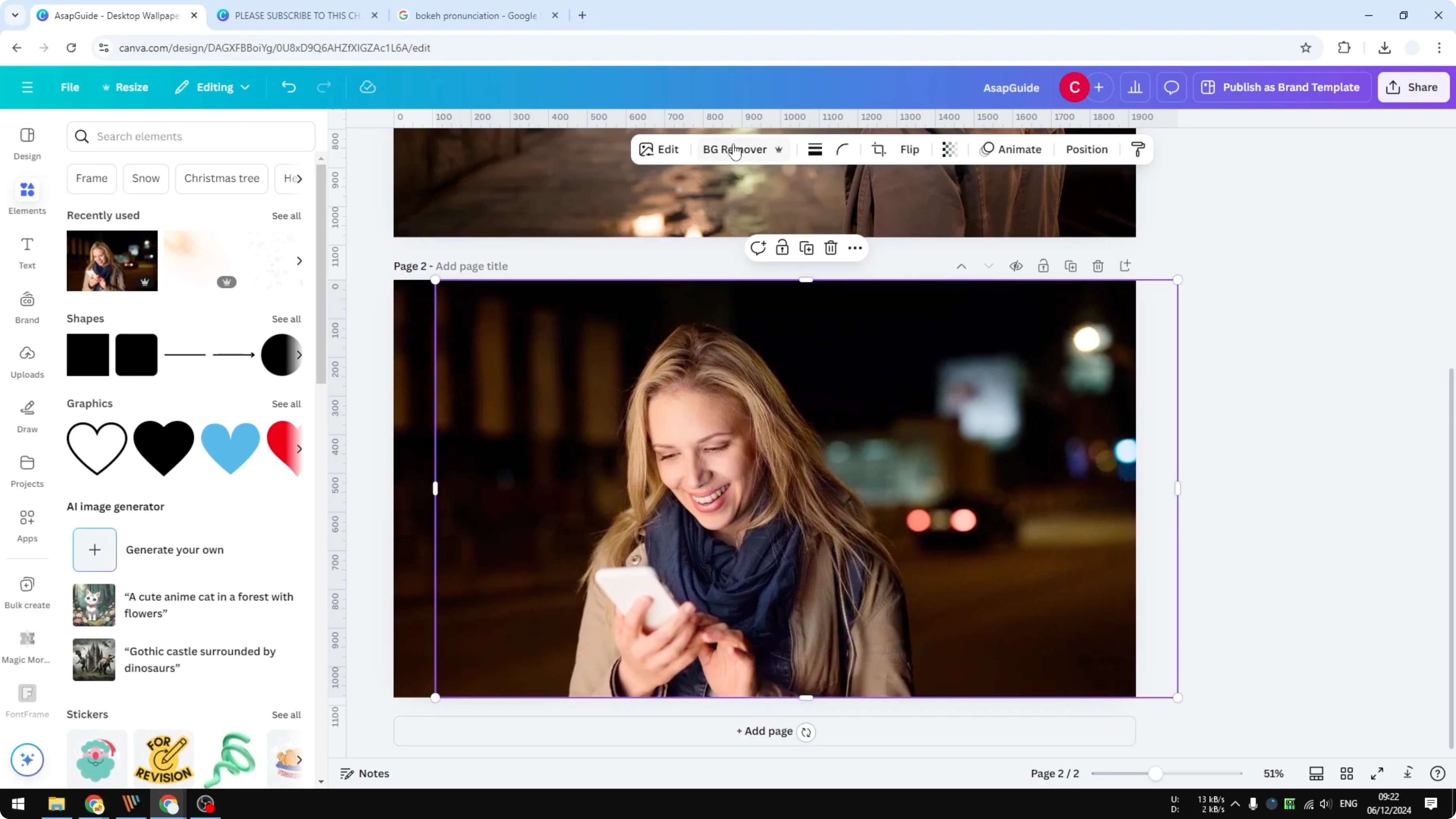 Screenshot from How to Create a Bokeh Effect in Canva at 51s