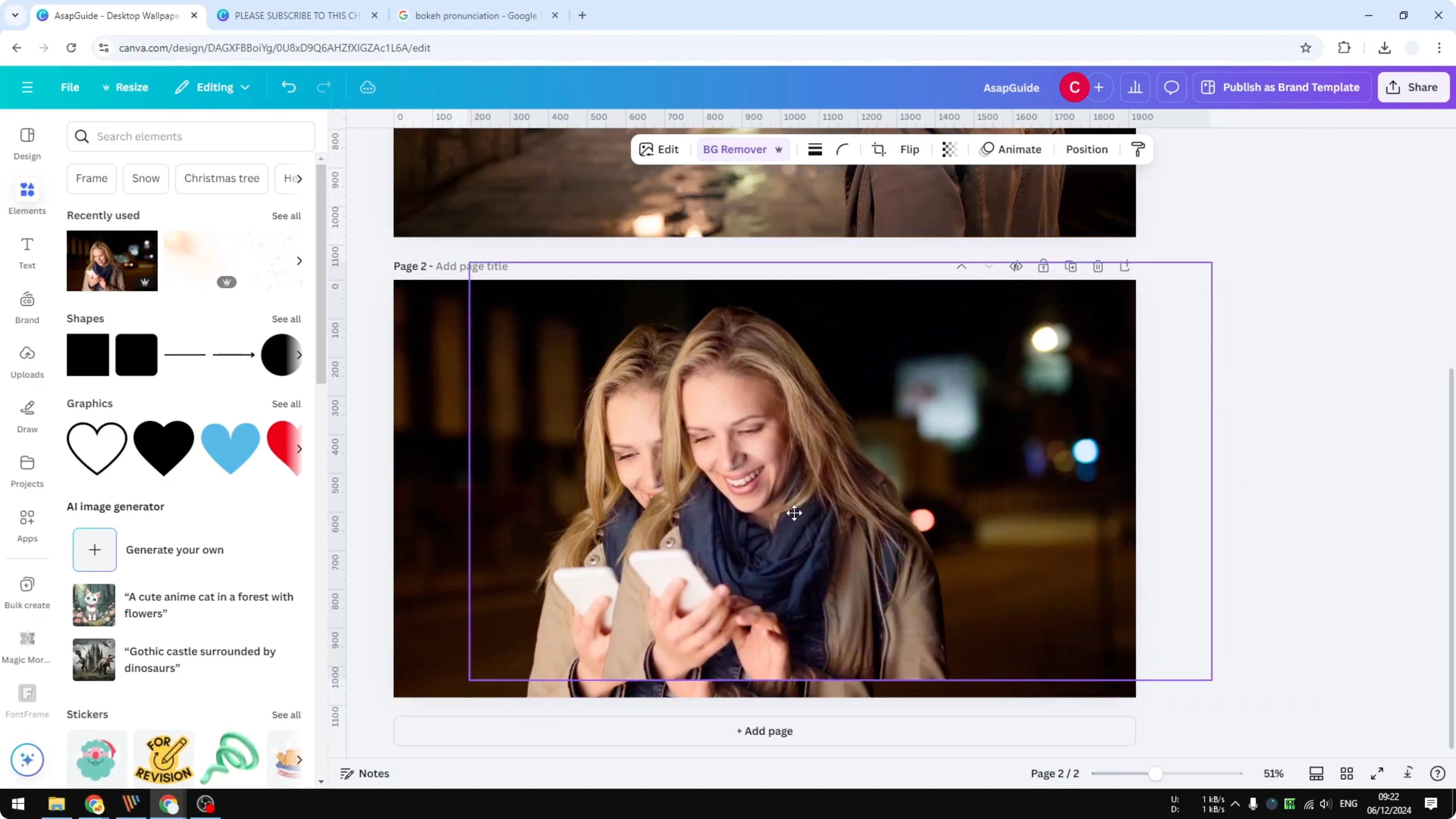 Screenshot from How to Create a Bokeh Effect in Canva at 56s