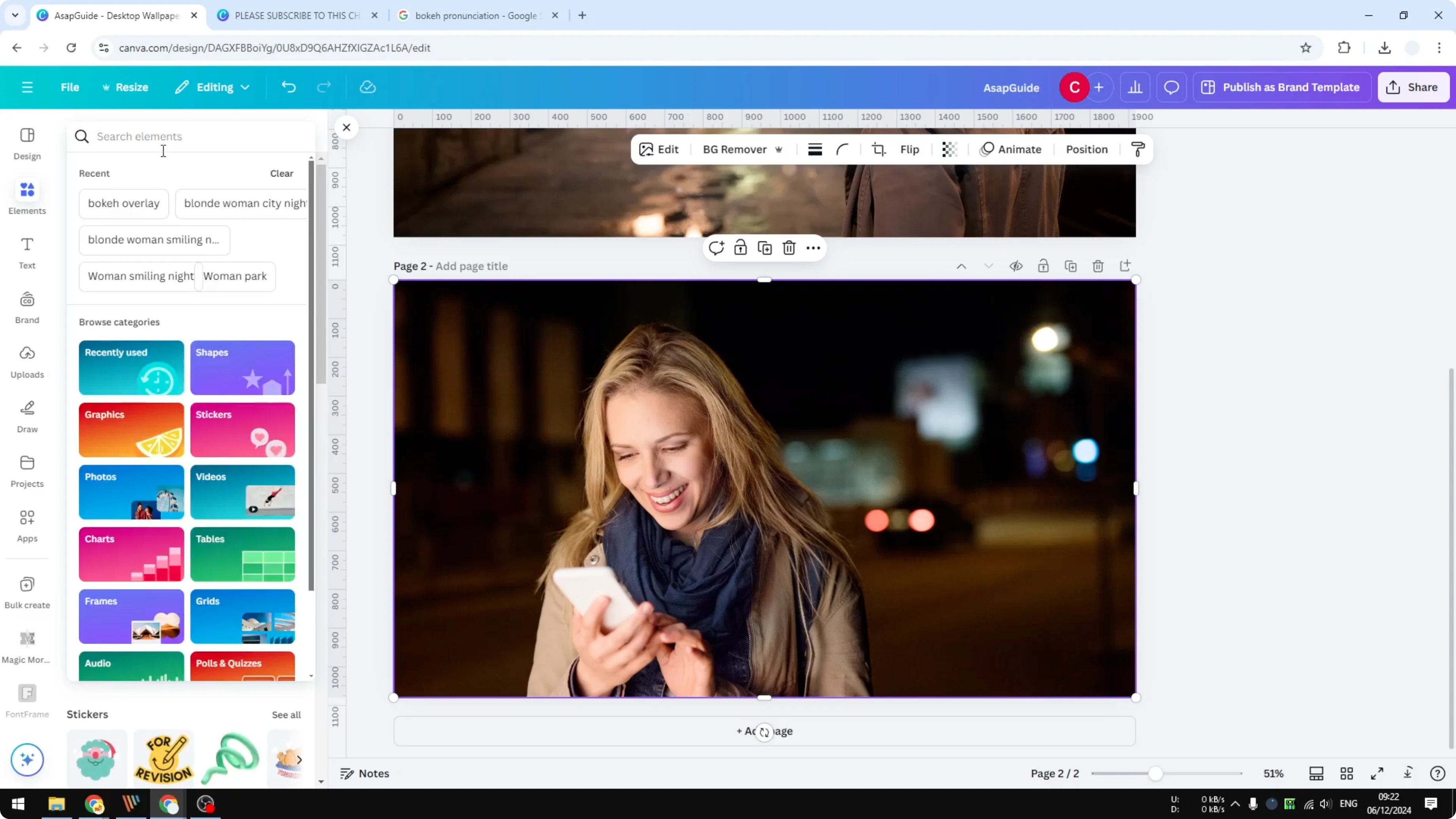 Screenshot from How to Create a Bokeh Effect in Canva at 76s