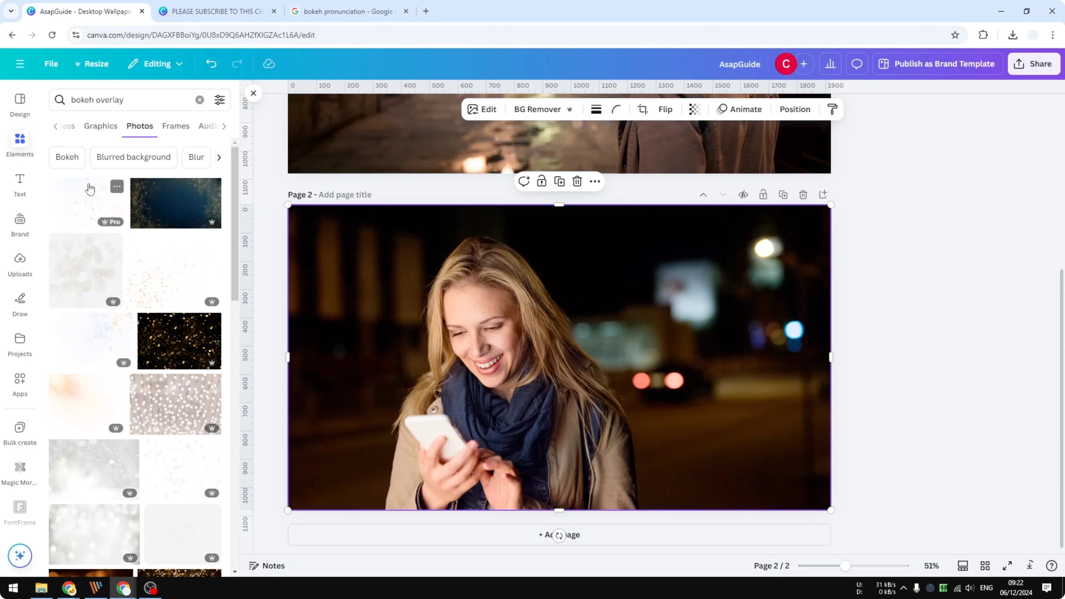 Screenshot from How to Create a Bokeh Effect in Canva at 92s