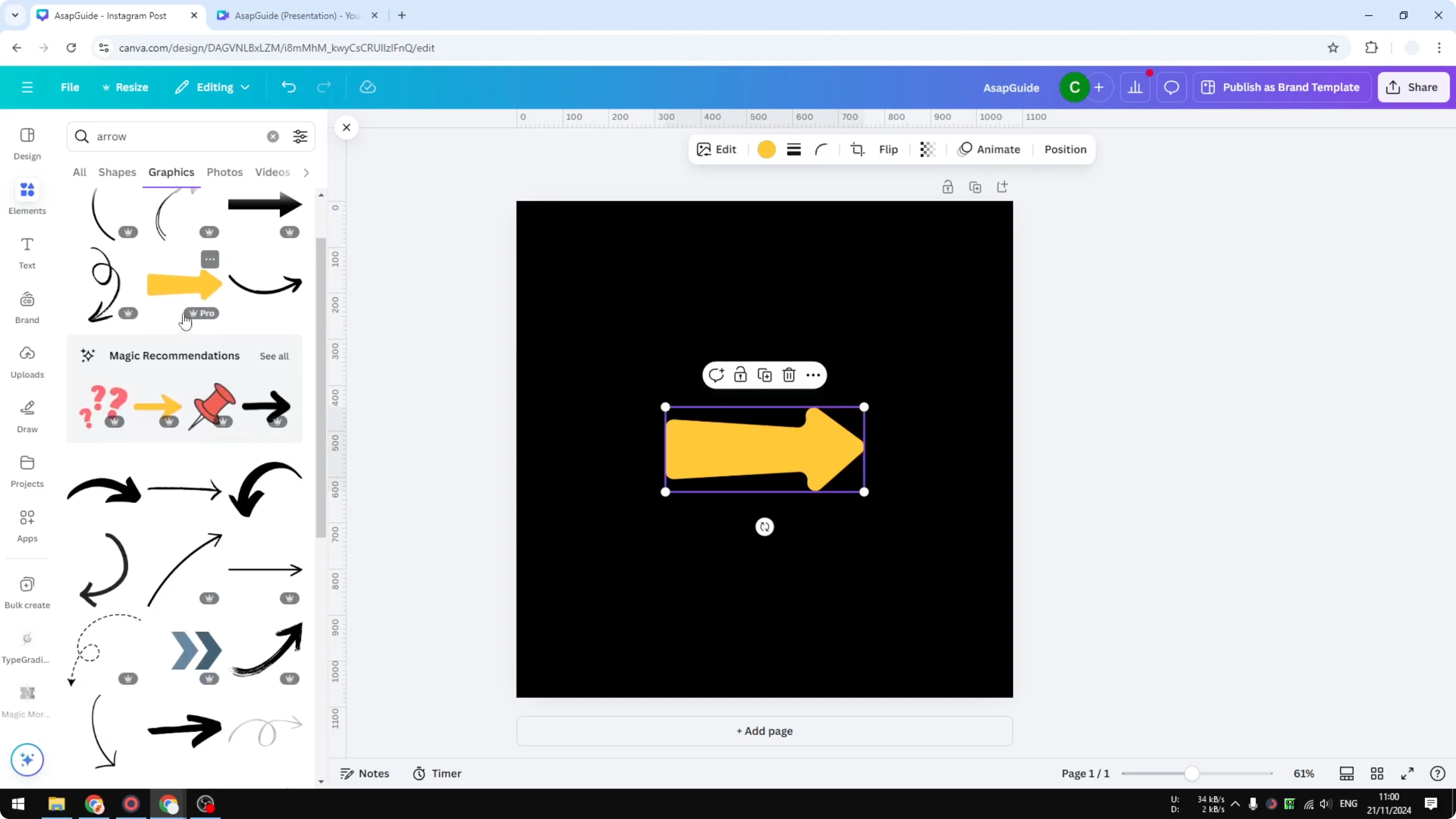 Screenshot from How to Create a Custom Arrow in Canva at 27s