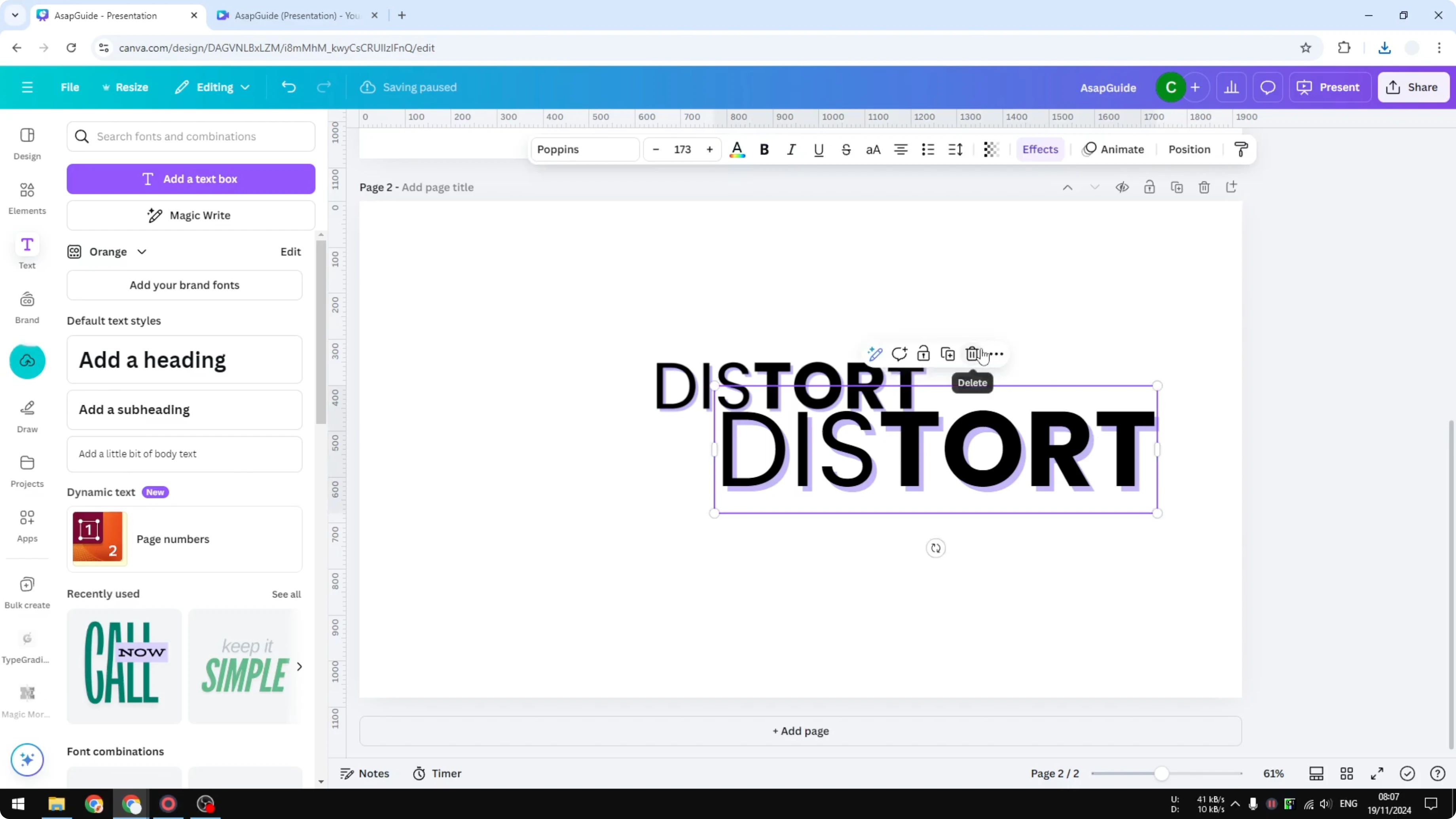 Screenshot from How to Create a Distortion Effect in Canva at 126s