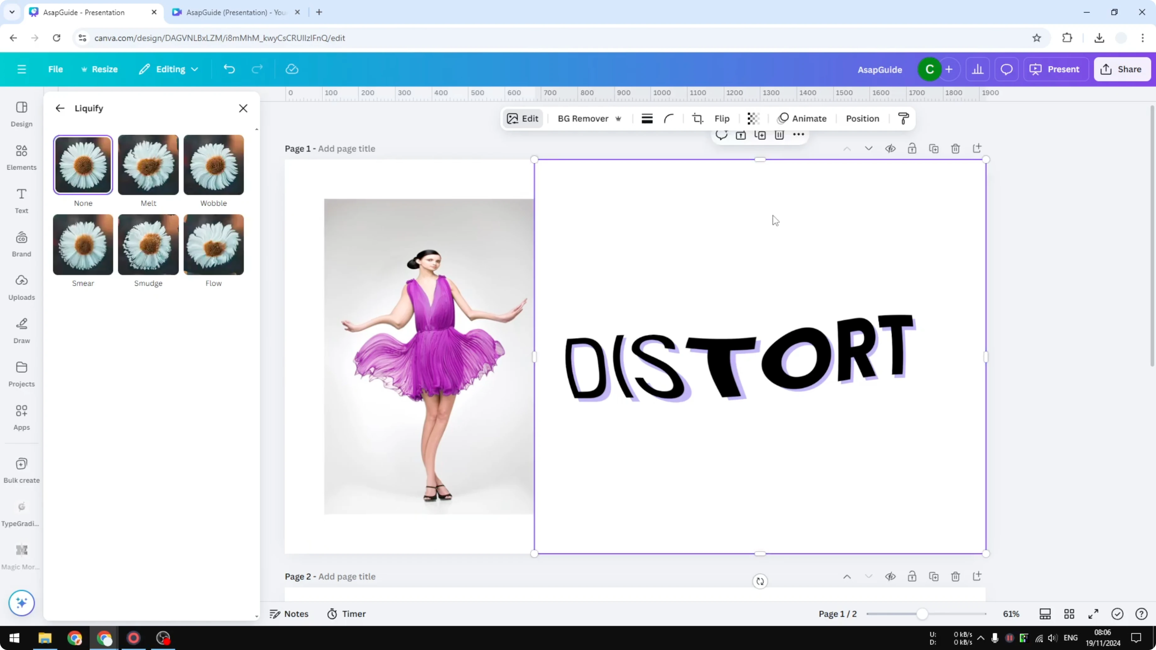 Screenshot from How to Create a Distortion Effect in Canva at 74s