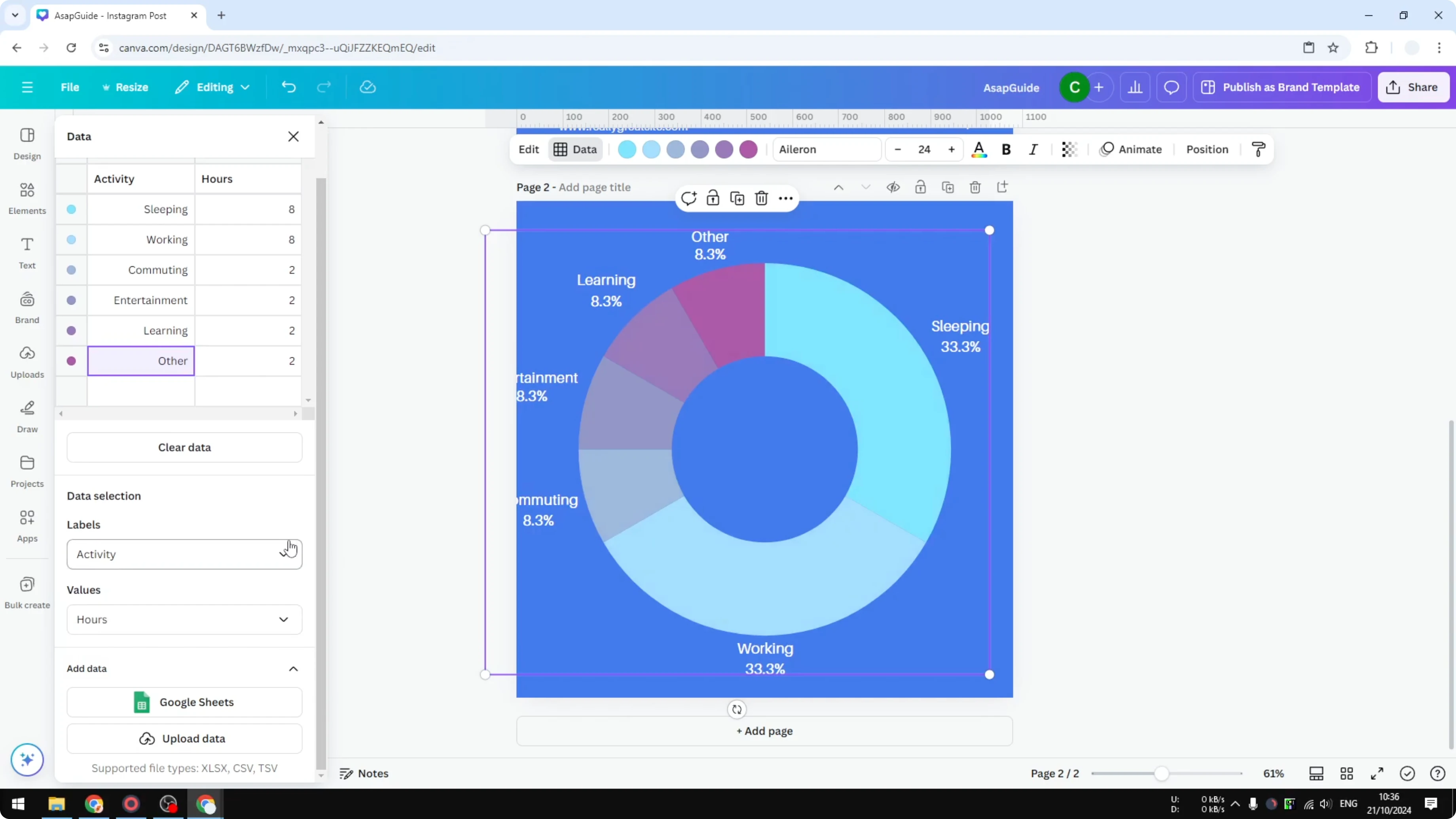 Screenshot from How to Create a Donut Chart in Canva at 106s