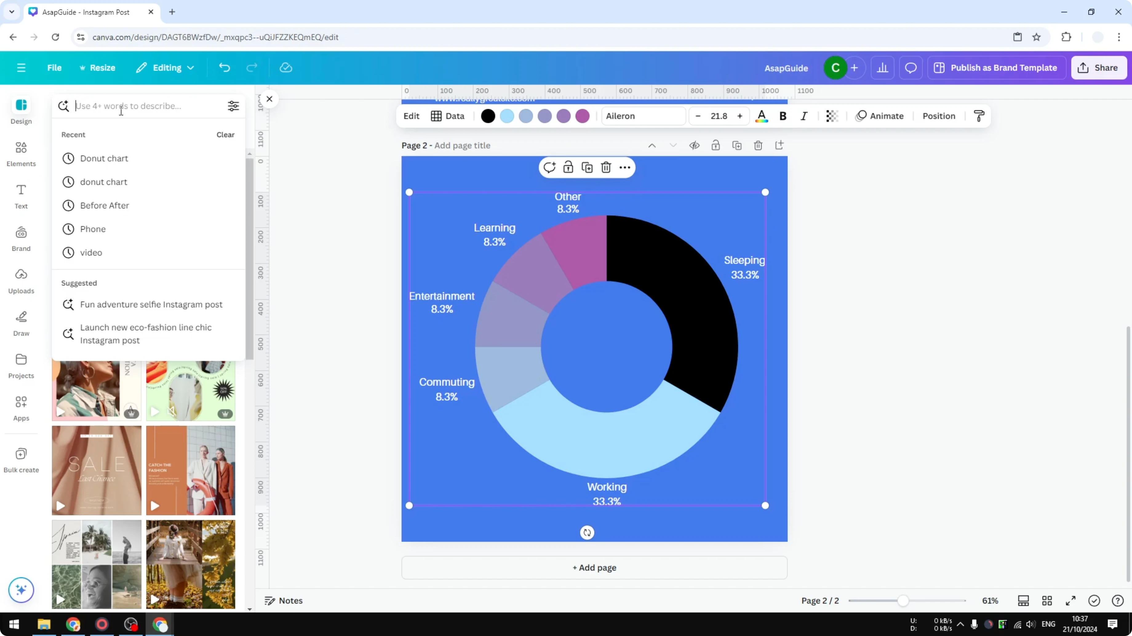 Screenshot from How to Create a Donut Chart in Canva at 157s