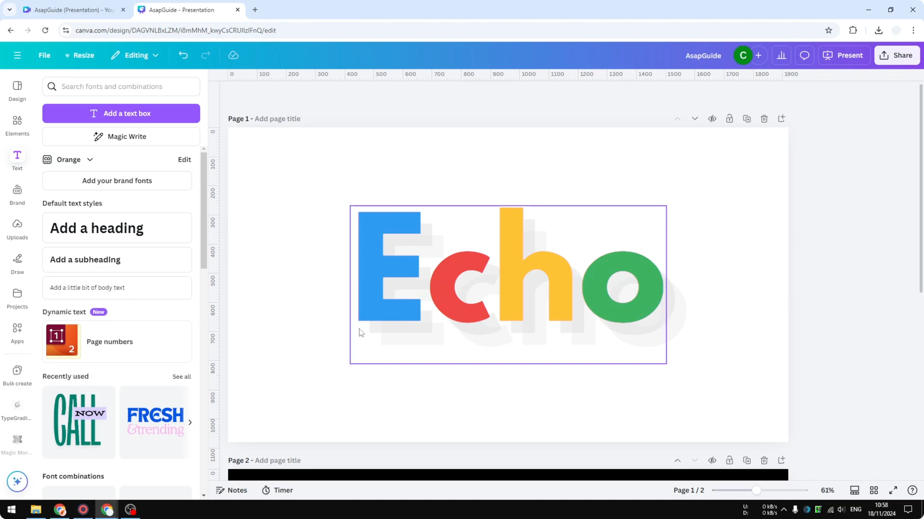 Screenshot from How to Create an Echo Text Effect in Canva at 18s