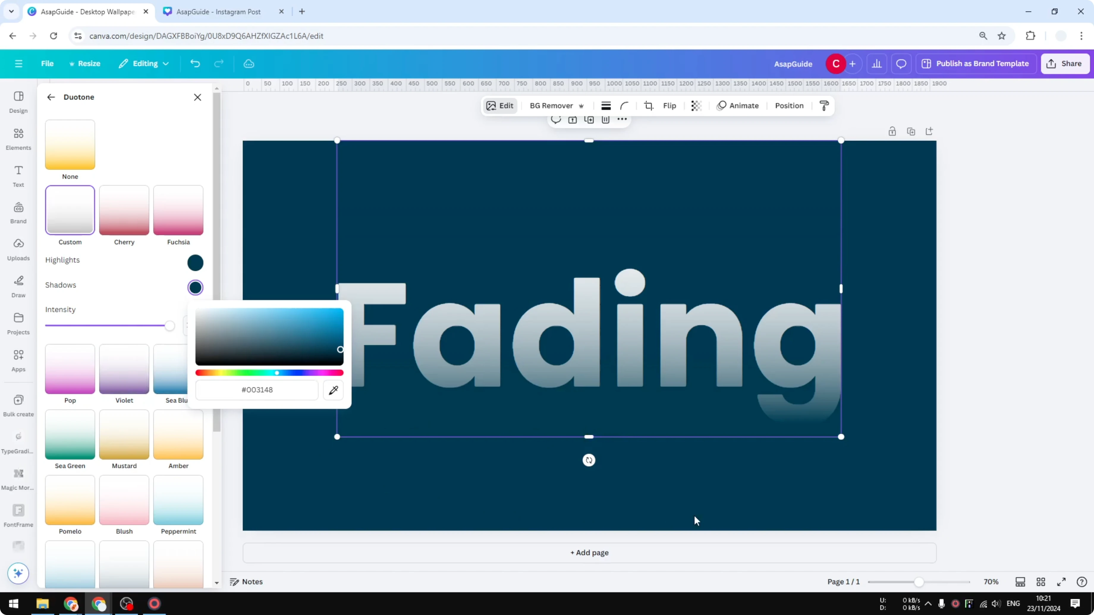 Screenshot from How to Create Faded Text Effect in Canva at 113s