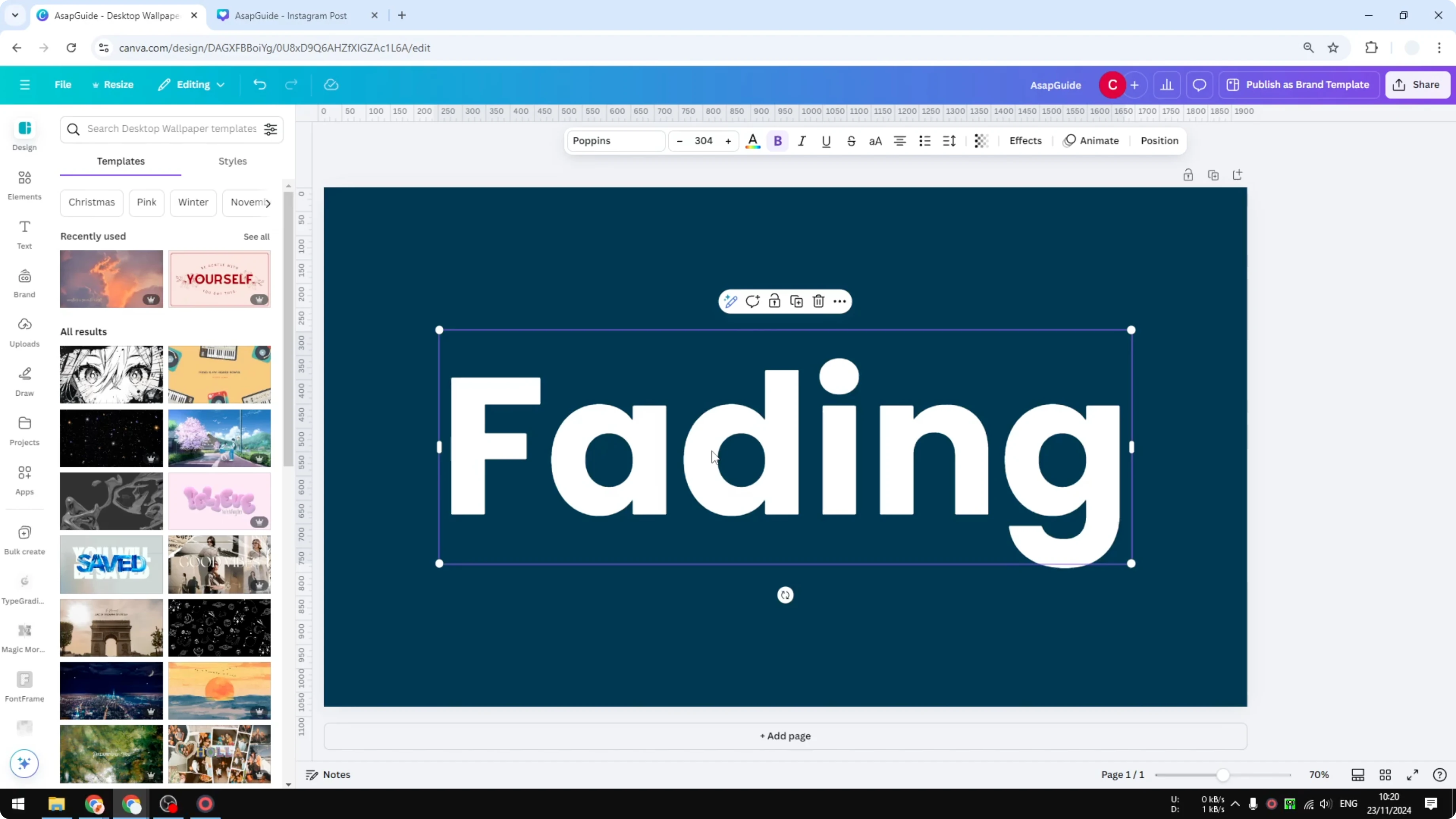 Screenshot from How to Create Faded Text Effect in Canva at 29s
