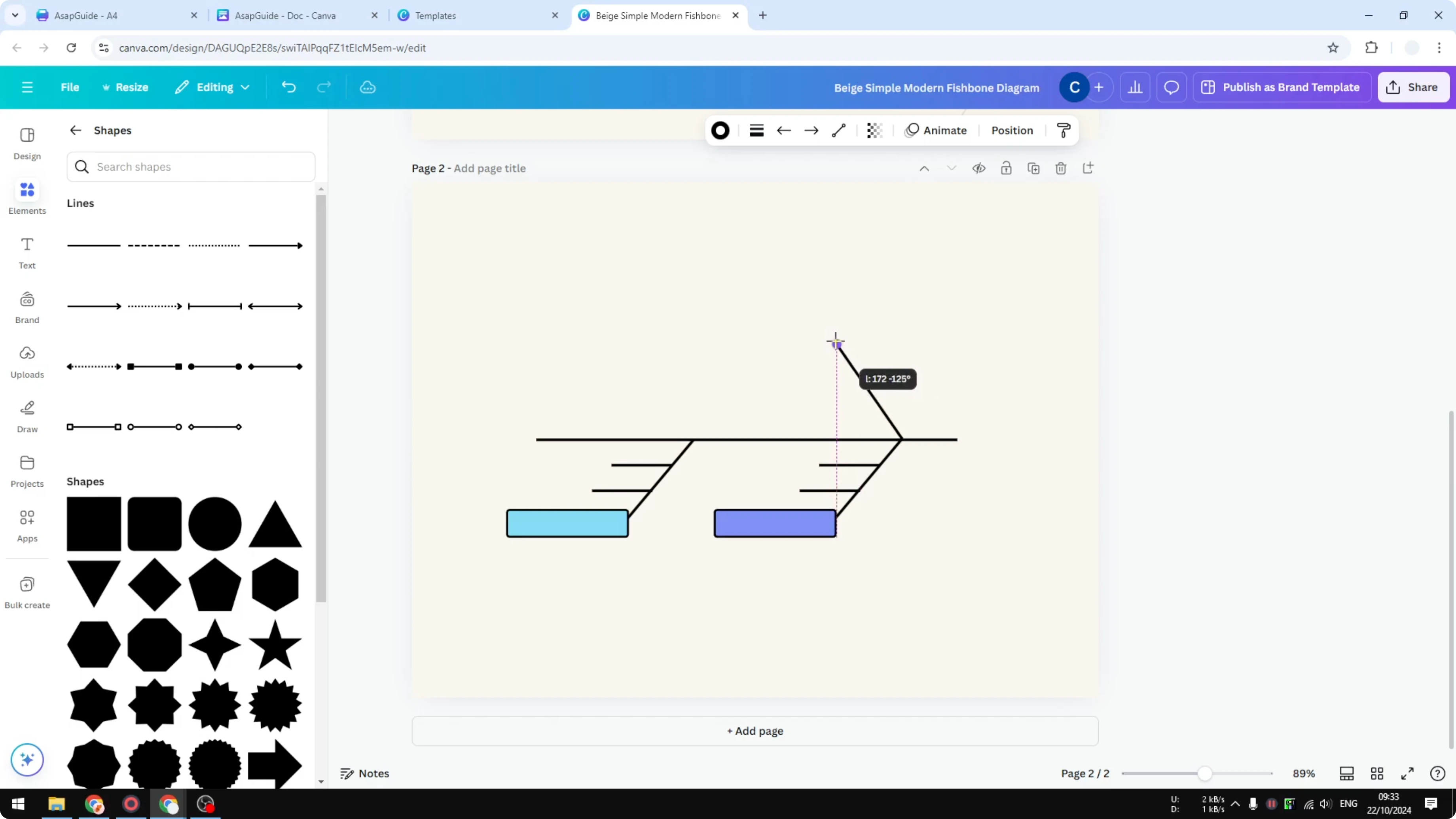 Screenshot from How to Create a Fishbone Diagram in Canva at 189s