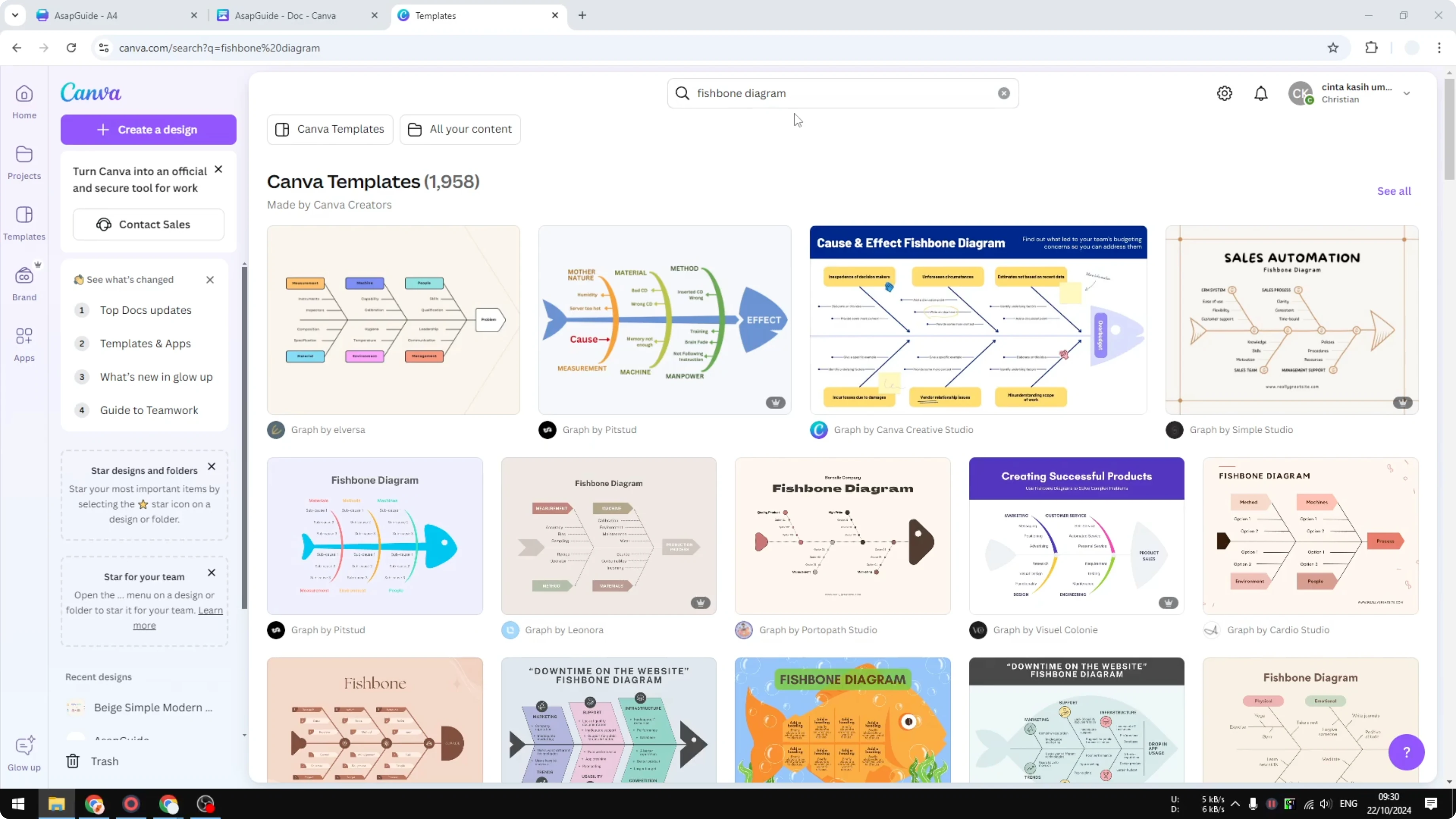 Screenshot from How to Create a Fishbone Diagram in Canva at 19s