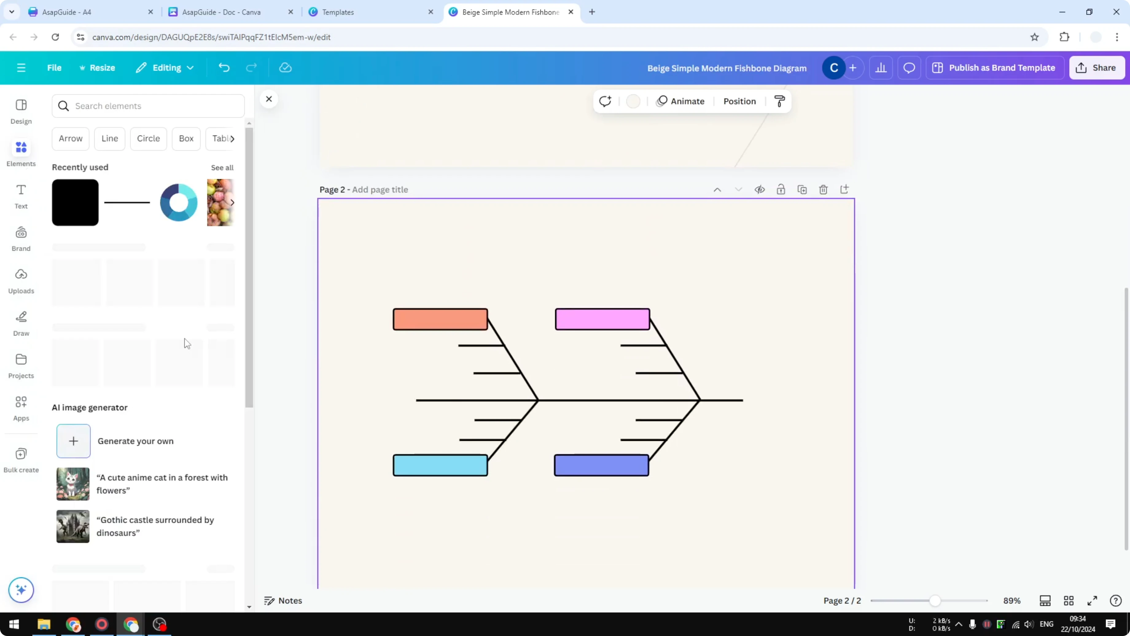 Screenshot from How to Create a Fishbone Diagram in Canva at 260s