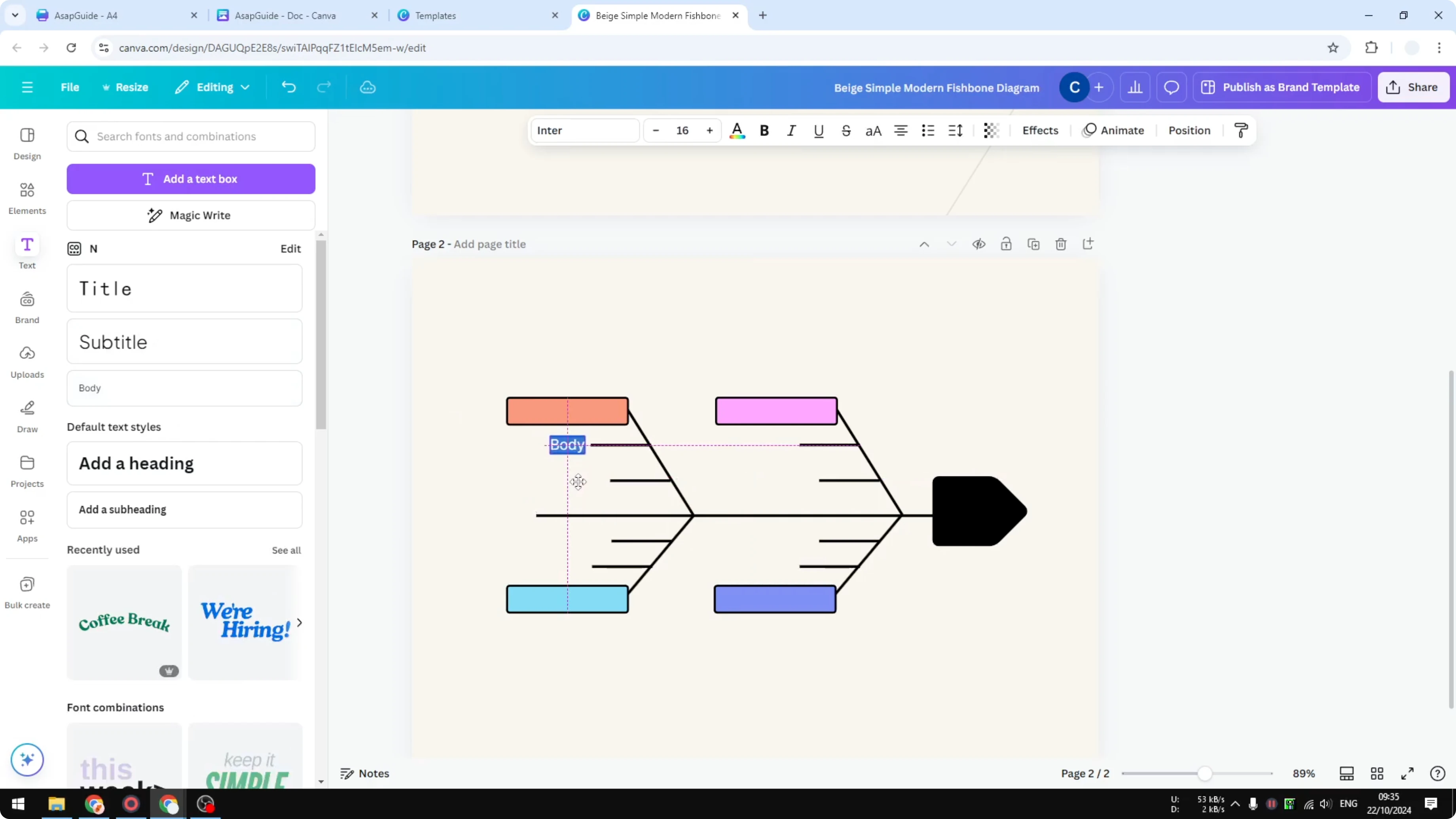 Screenshot from How to Create a Fishbone Diagram in Canva at 294s