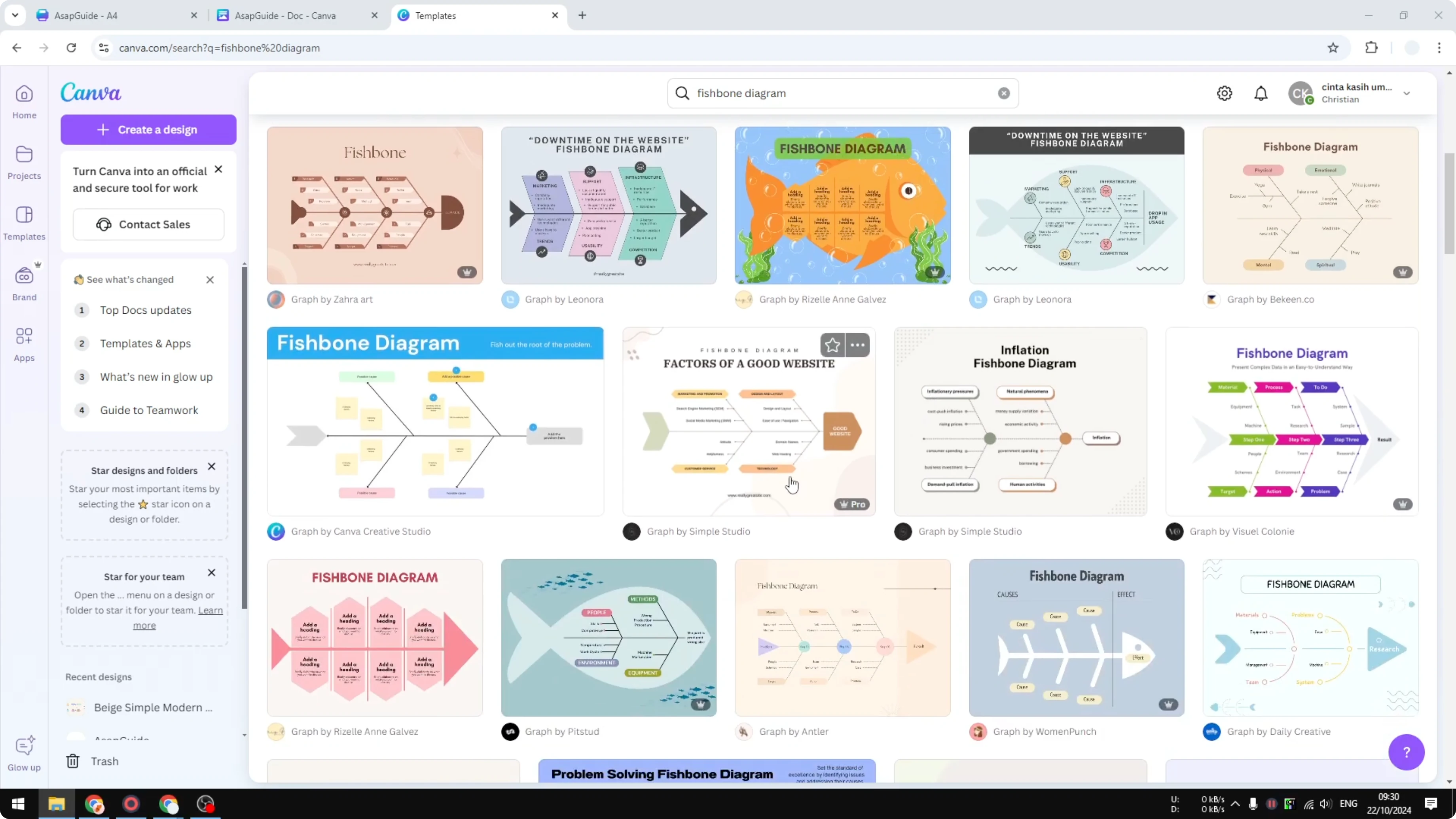 Screenshot from How to Create a Fishbone Diagram in Canva at 30s
