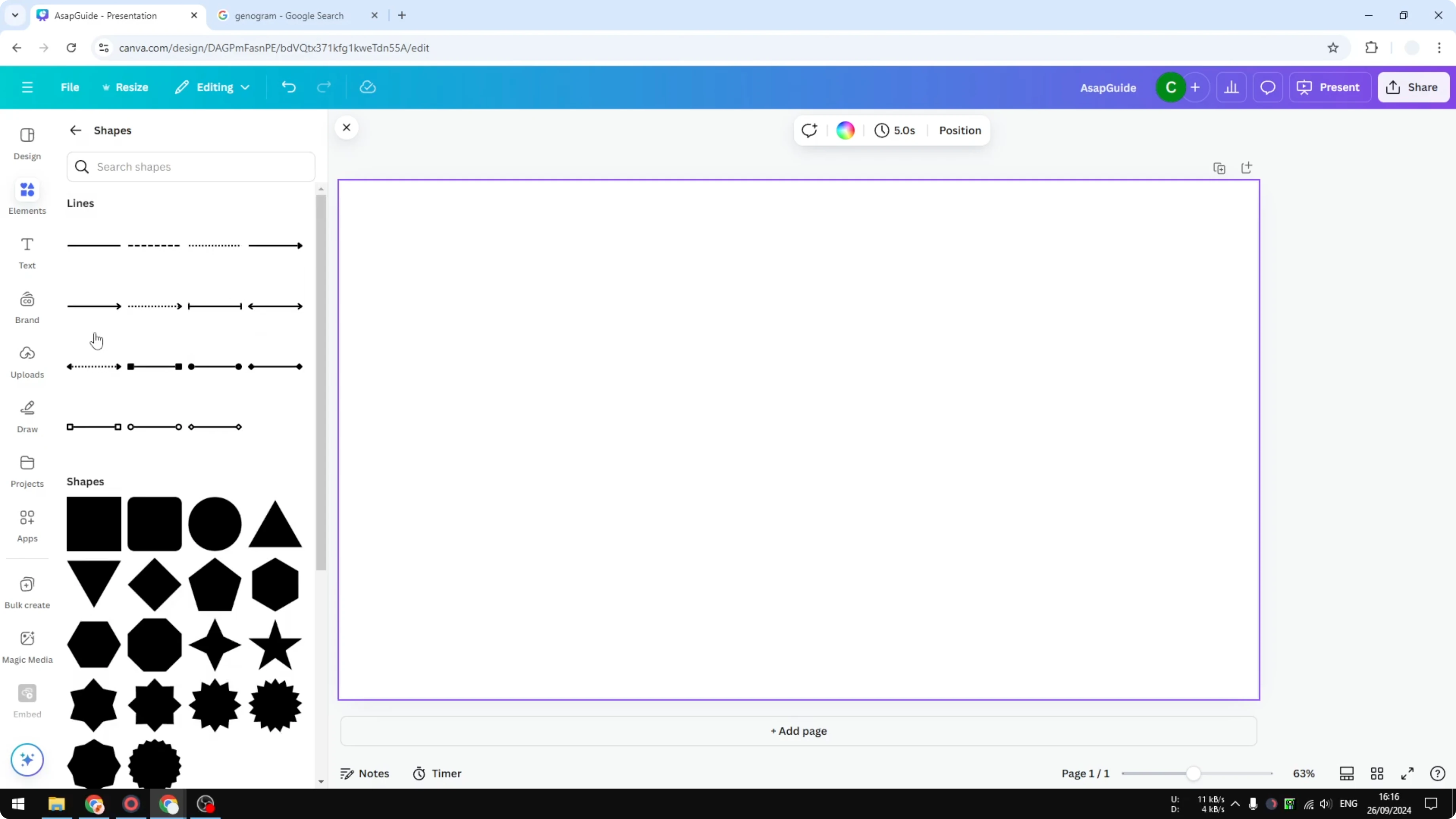 Screenshot from How to Create Genogram in Canva at 52s